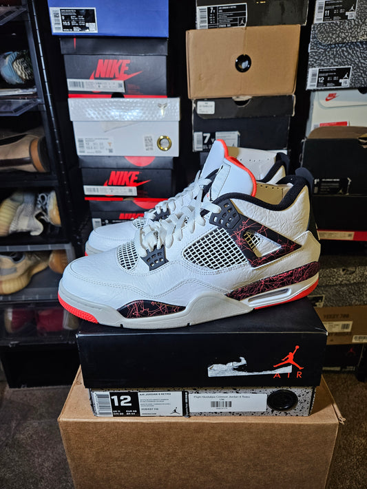 Size 12 - AJ 4 Retro Pale Citron, Bright Crimson 2019