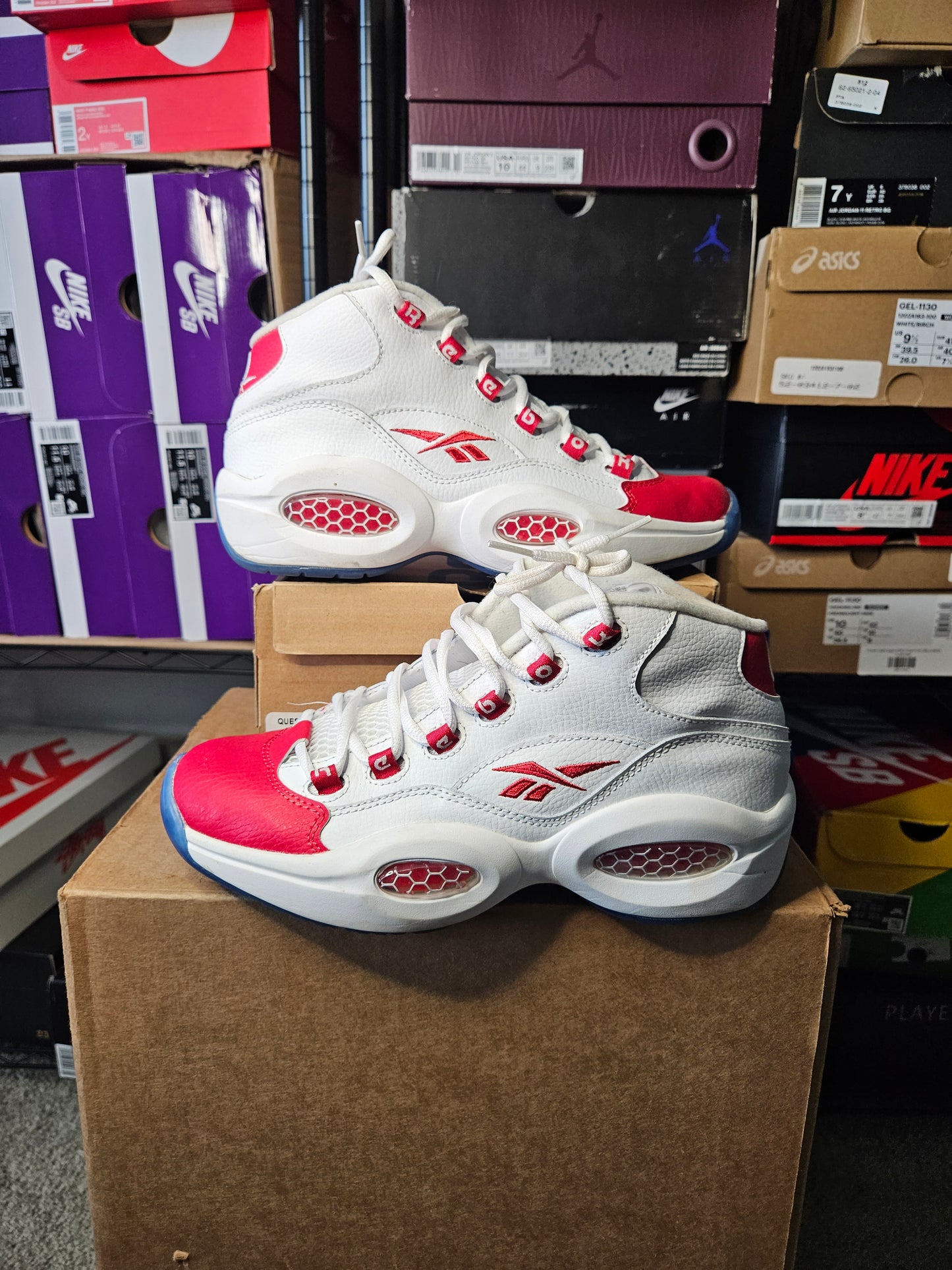 Size 7 - Reebok Question Classic White/ Pearlized Red J98948