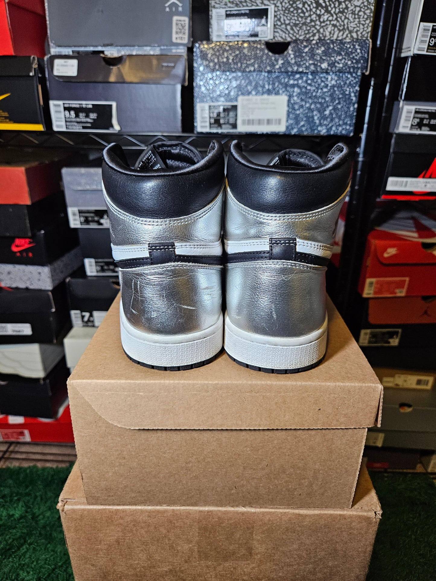 Size 12W10.5M - AJ 1 High OG Metallic Silver