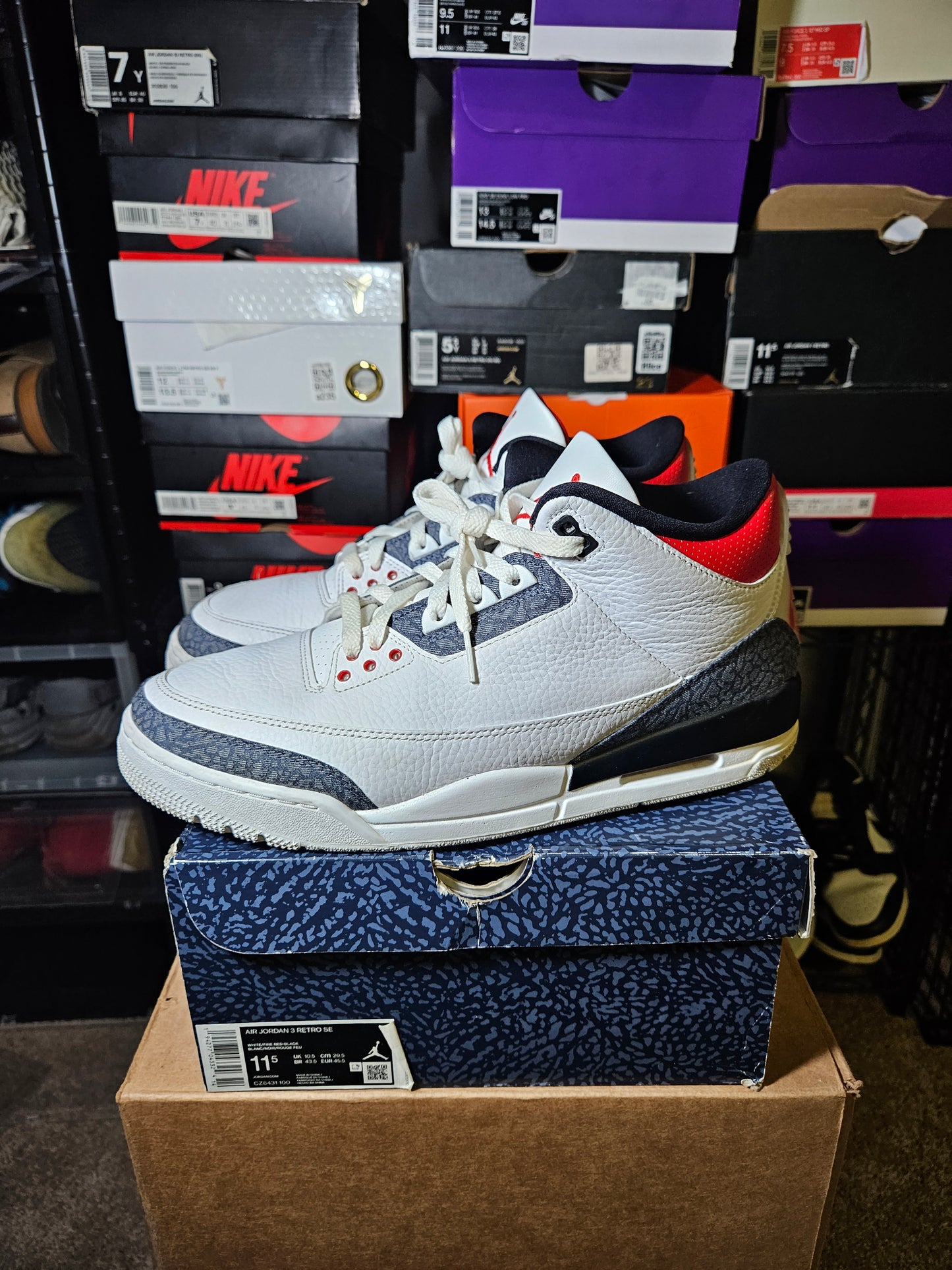 Size 11.5 - AJ 3 Retro Denim SE Fire Red 2020