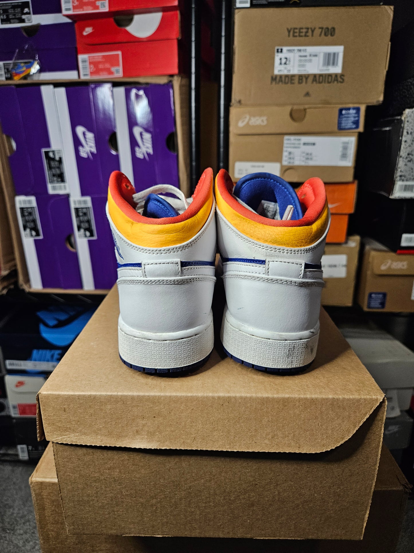 Size 6 - AJ 1 Mid White Deep Royal Blue