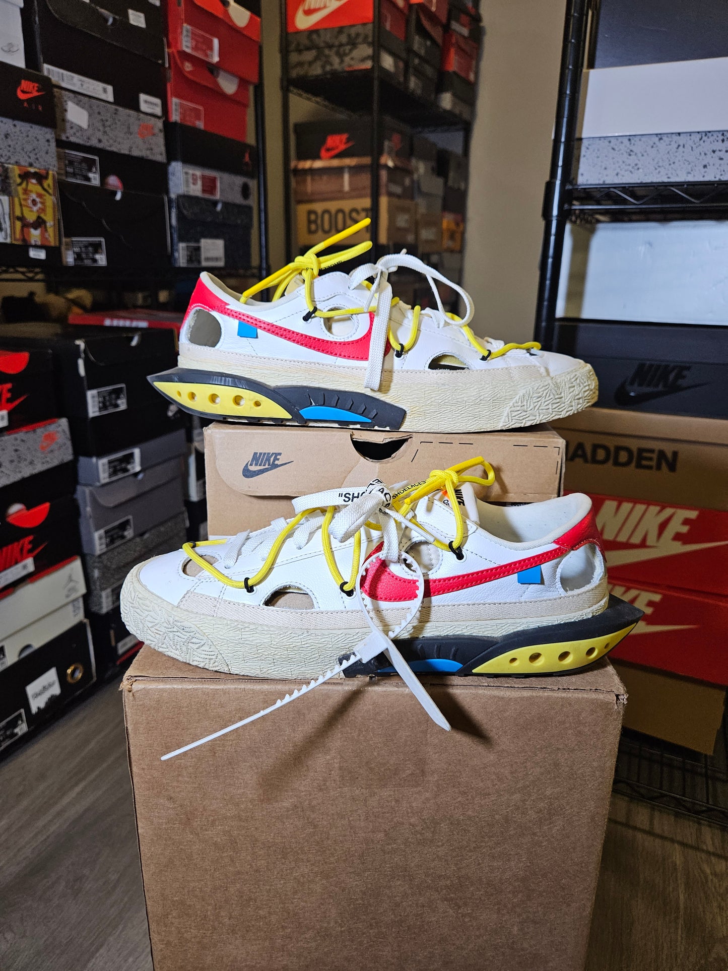 Size 9.5 - Off-White x Blazer Low White University Red