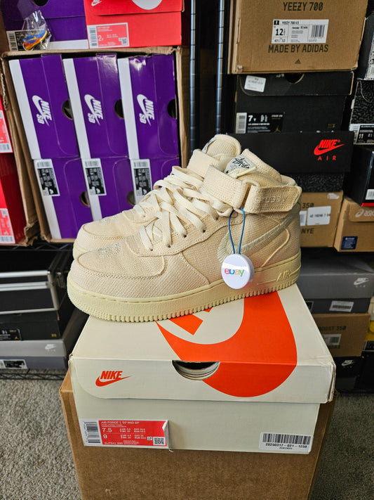 Size 7.5 - Stussy x Air Force 1 Mid Fossil
