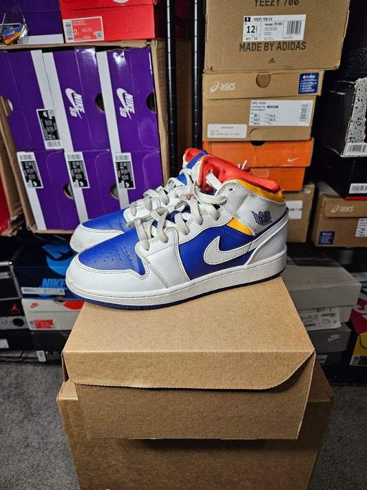 Size 6 - AJ 1 Mid White Deep Royal Blue