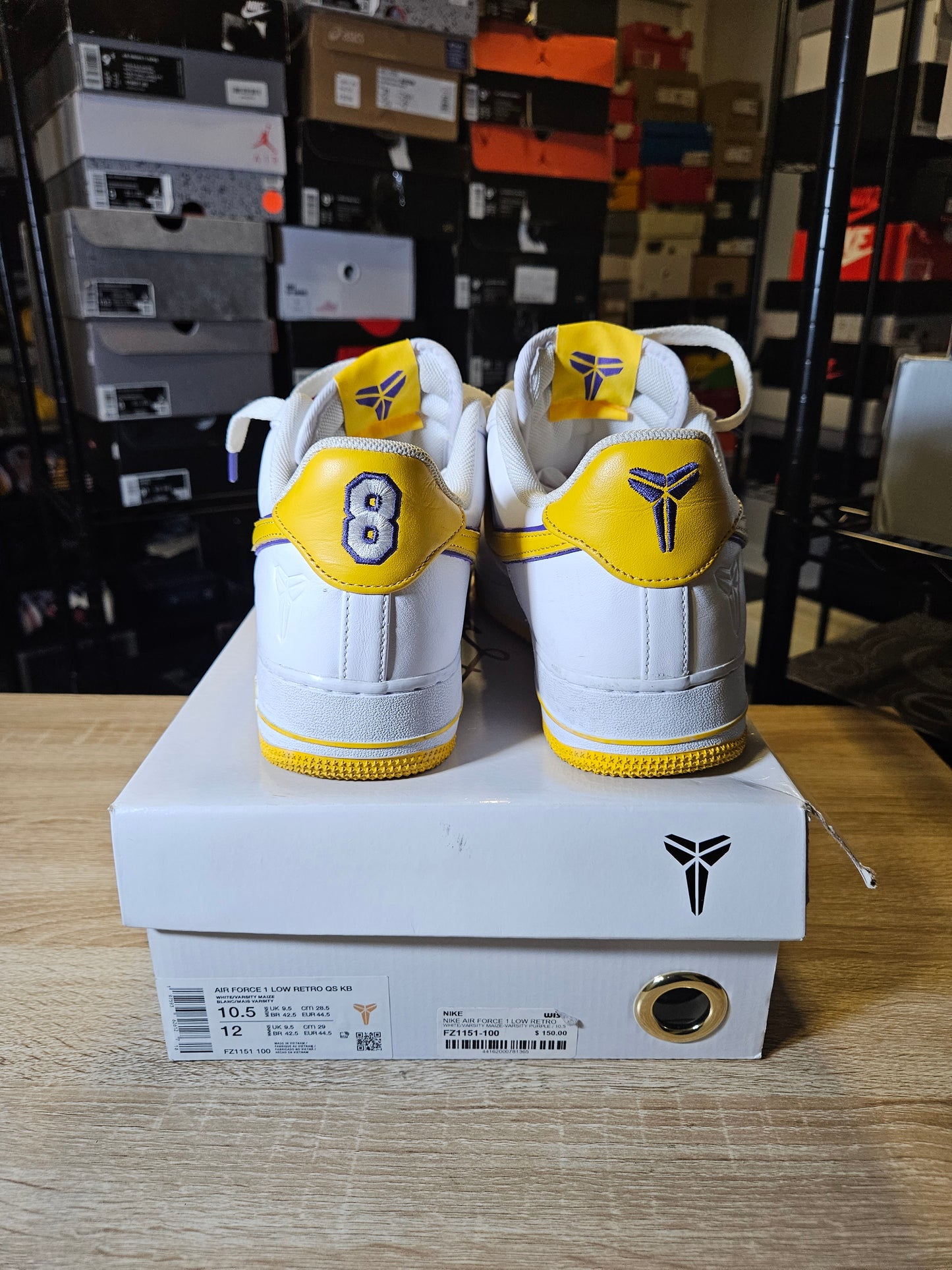 Size 10.5 - Kobe Bryant x Air Force 1 Retro QS Low Lakers Home