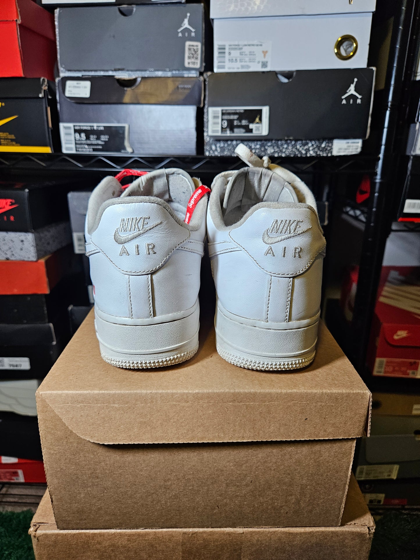 Size 10.5 - Air Force 1 x Supreme Low Box Logo - White