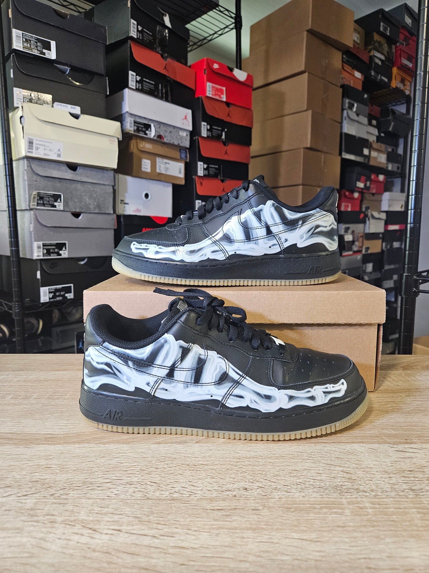Size 10.5 - Air Force 1 '07 QS Black Skeleton