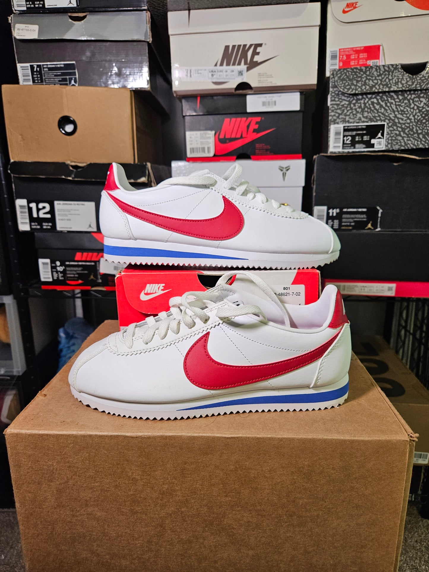 Size 9W/7.5M - Nike Classic Cortez Leather White Red