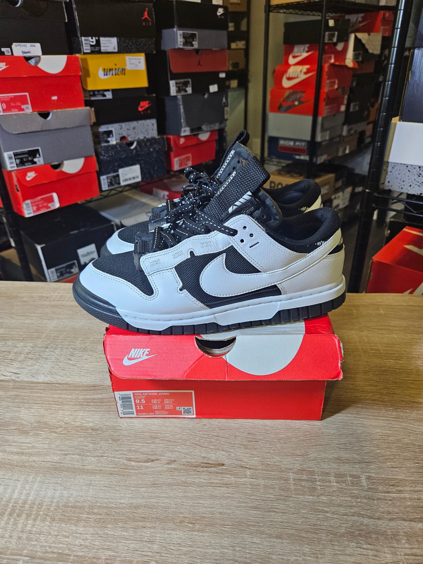 Size 9.5 - Air Dunk Jumbo Reverse Panda