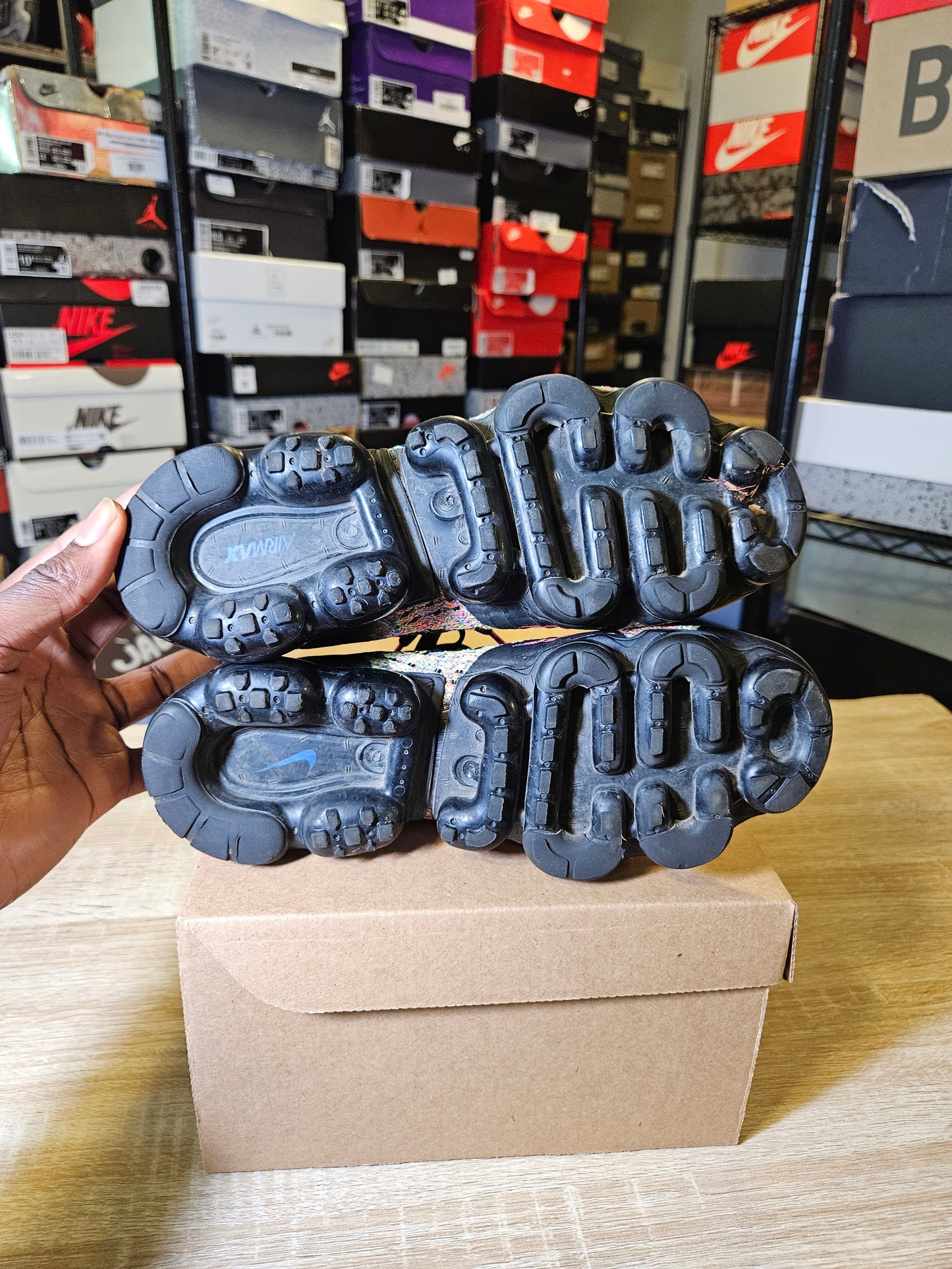 Size 7.5W/6M - Air VaporMax Flyknit 2 Black Multicolor