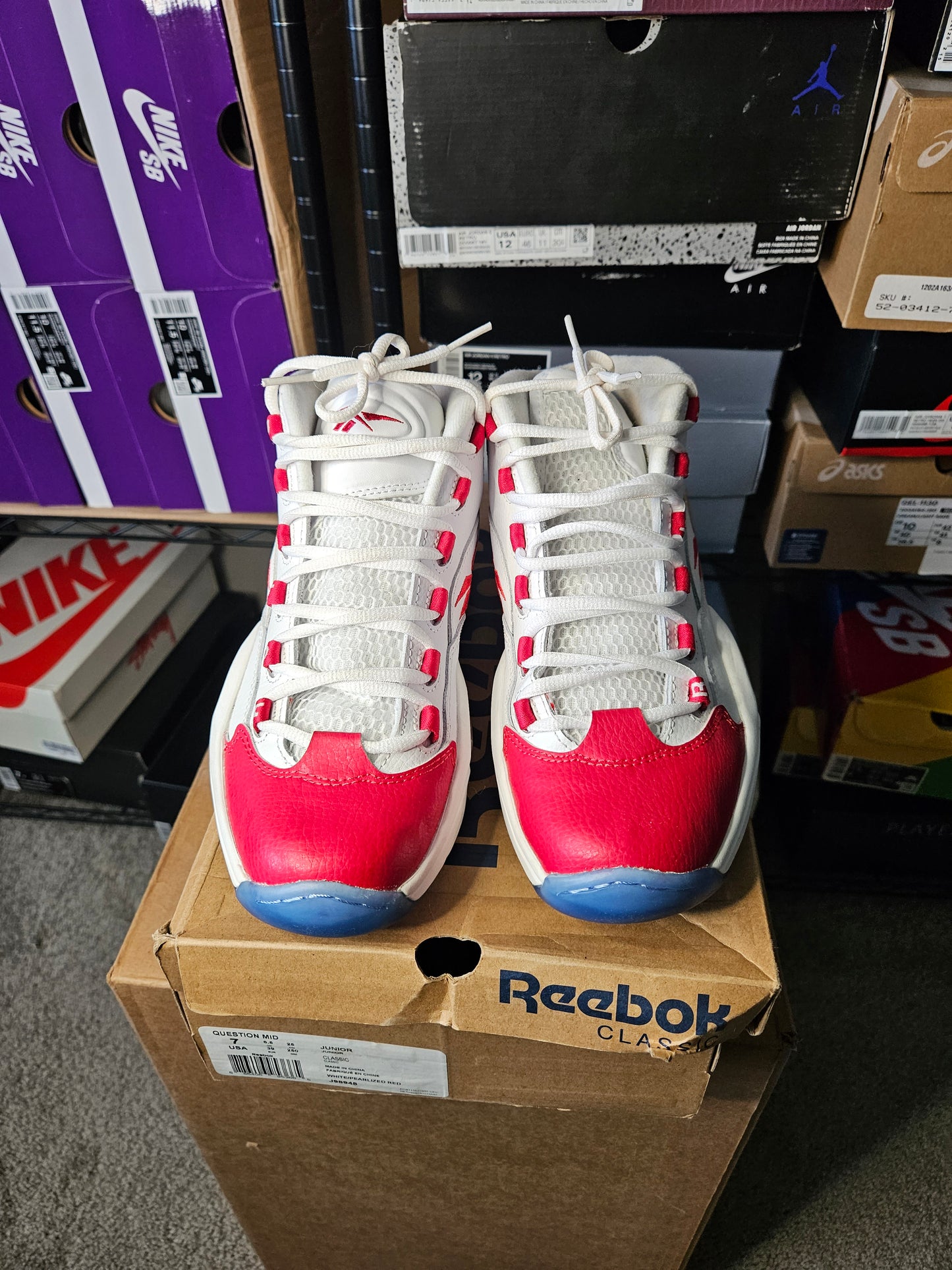 Size 7 - Reebok Question Classic White/ Pearlized Red J98948