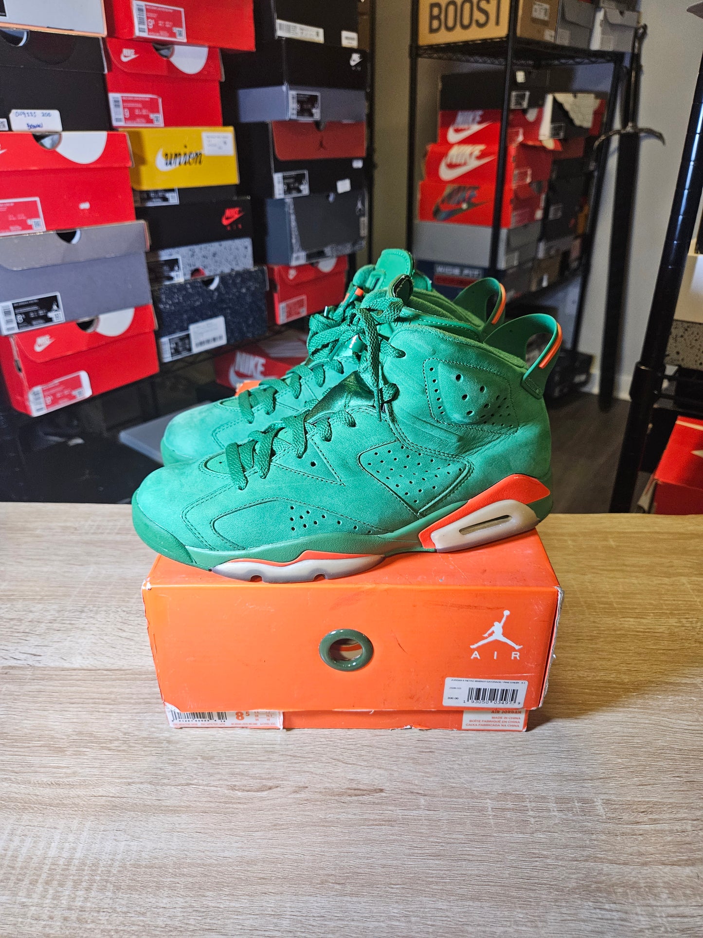 Size 8.5 - AJ 6 Retro NRG Green Suede Gatorade