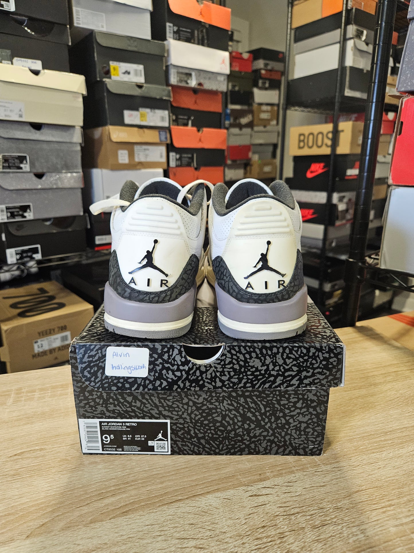 Size 9.5 - AJ 3 Retro Cement Grey