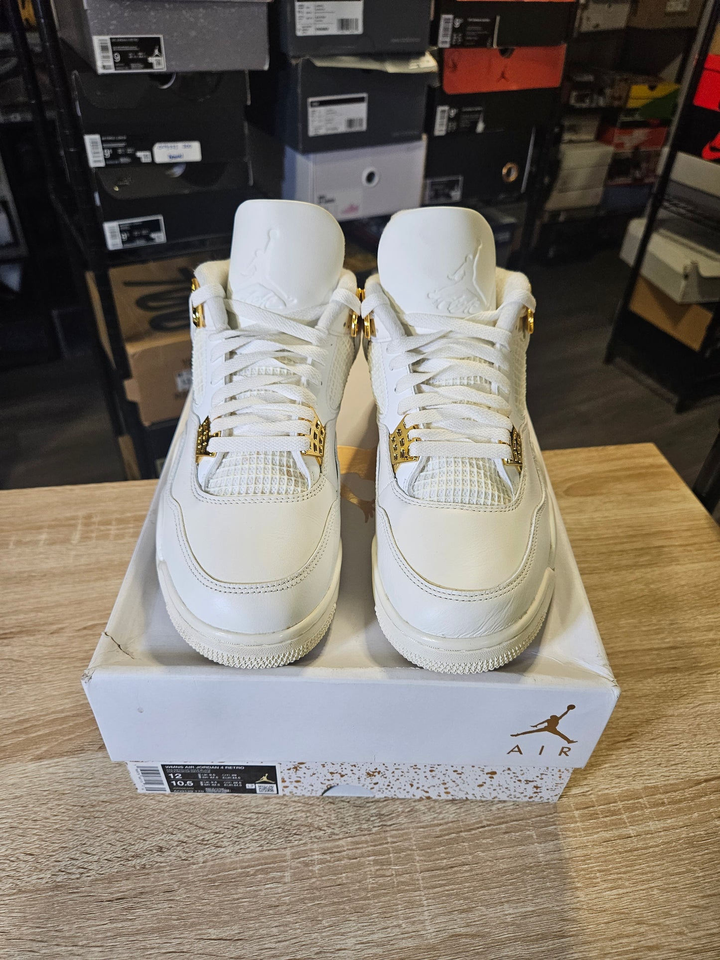 Size 12W - AJ 4 Retro Metallic Gold