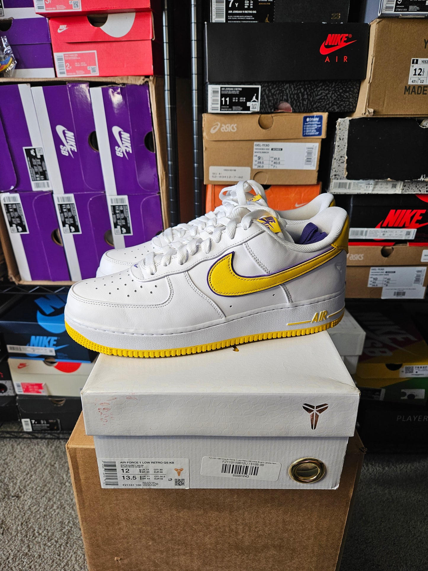 Size 12 - Kobe Bryant x Air Force 1 Retro QS Low Lakers Home