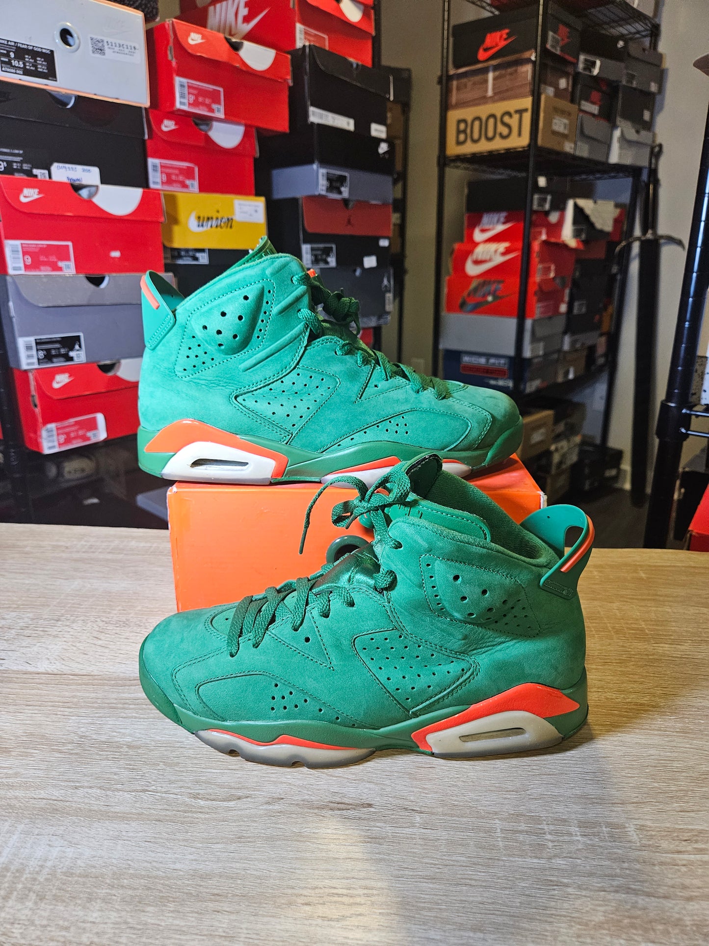 Size 8.5 - AJ 6 Retro NRG Green Suede Gatorade