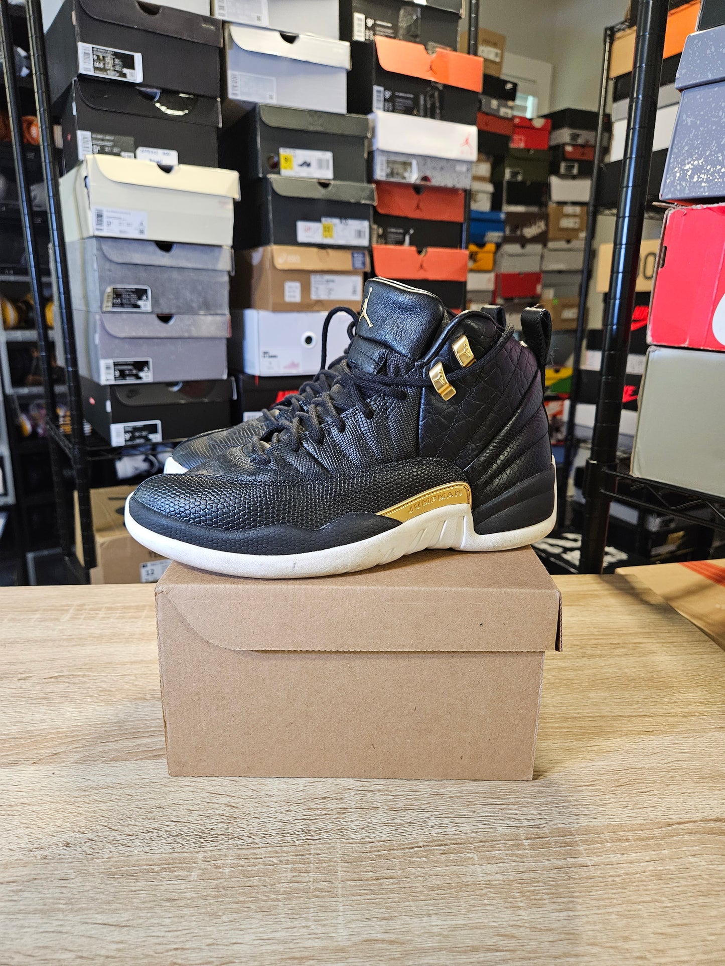 Size 7.5 M - AJ Retro 12 Reptile Black Metallic