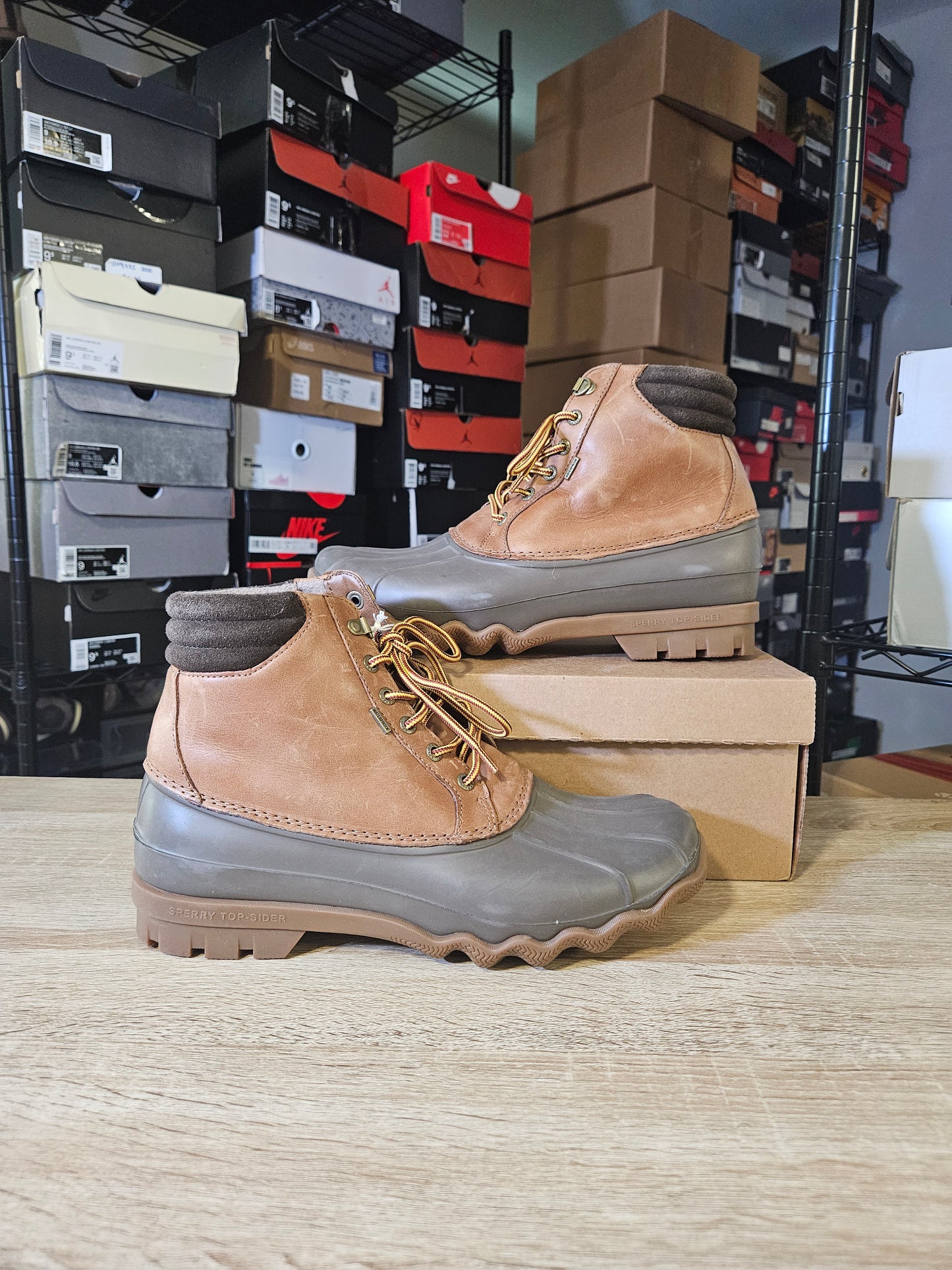 Size 10 - Sperry Top Sider Men’s Weather Duck Boots  Tan/Brown STS12126