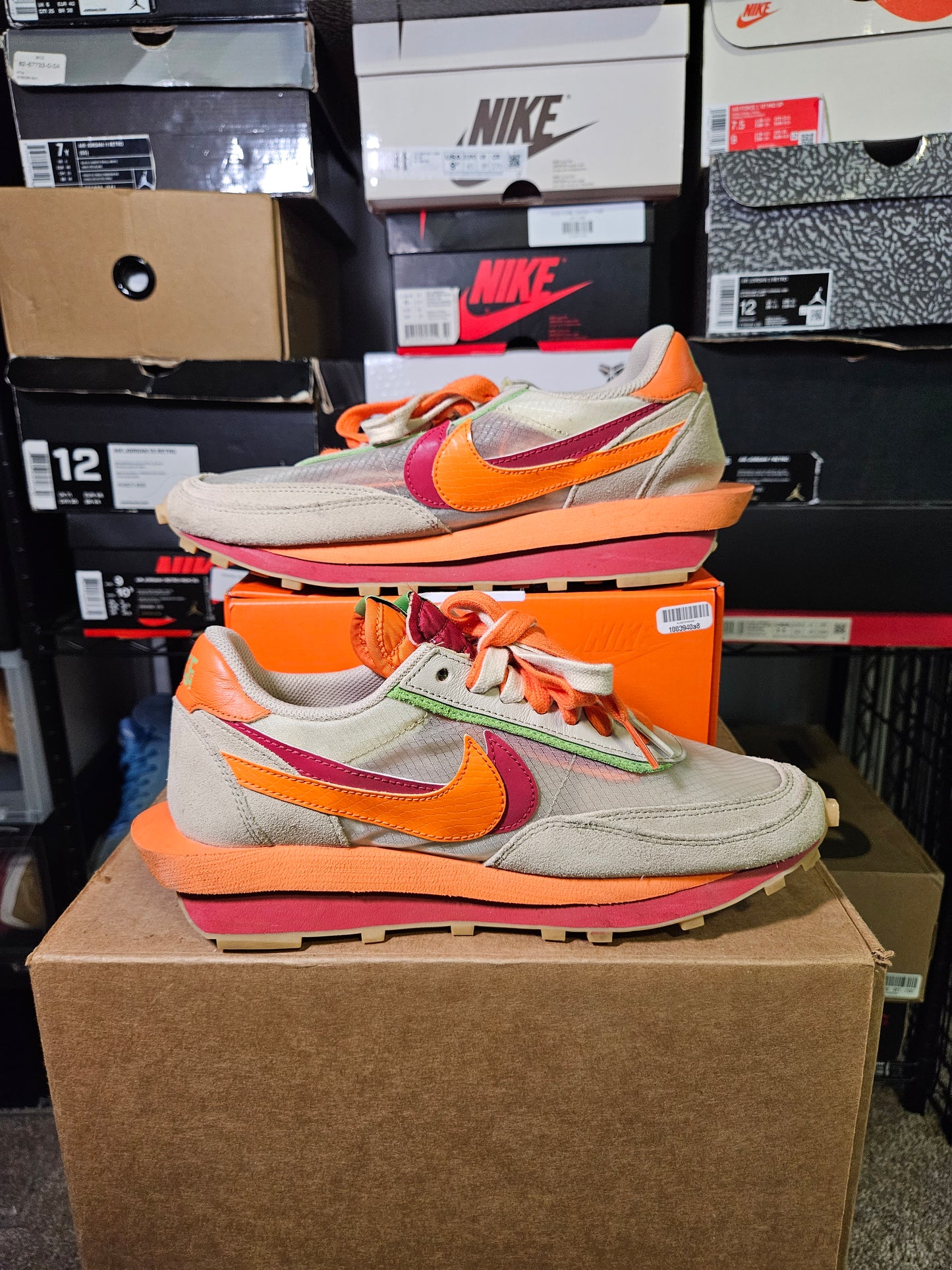 Size 8 - Sacai x Clot x LDWaffle Net Orange Blaze