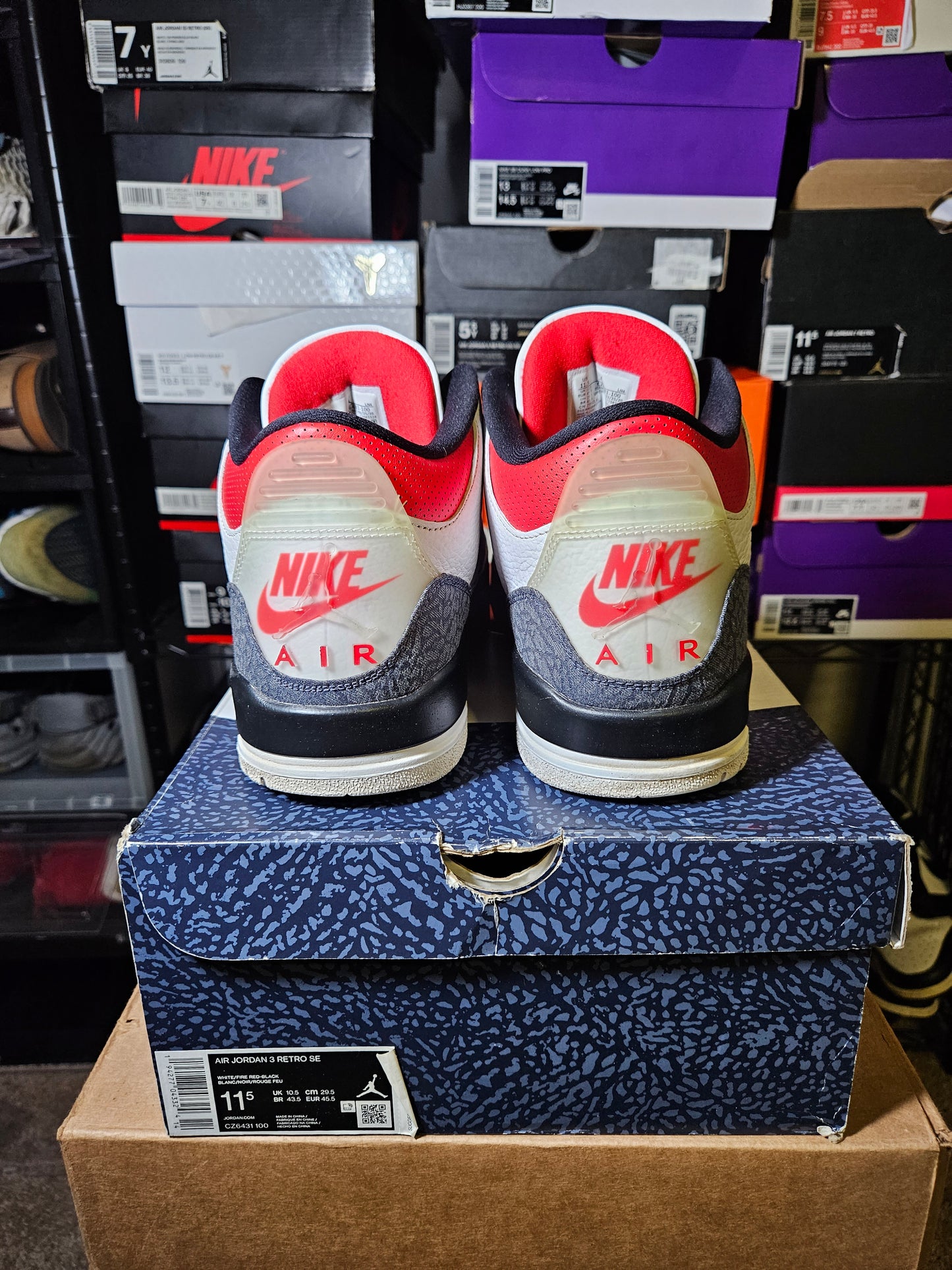 Size 11.5 - AJ 3 Retro Denim SE Fire Red 2020