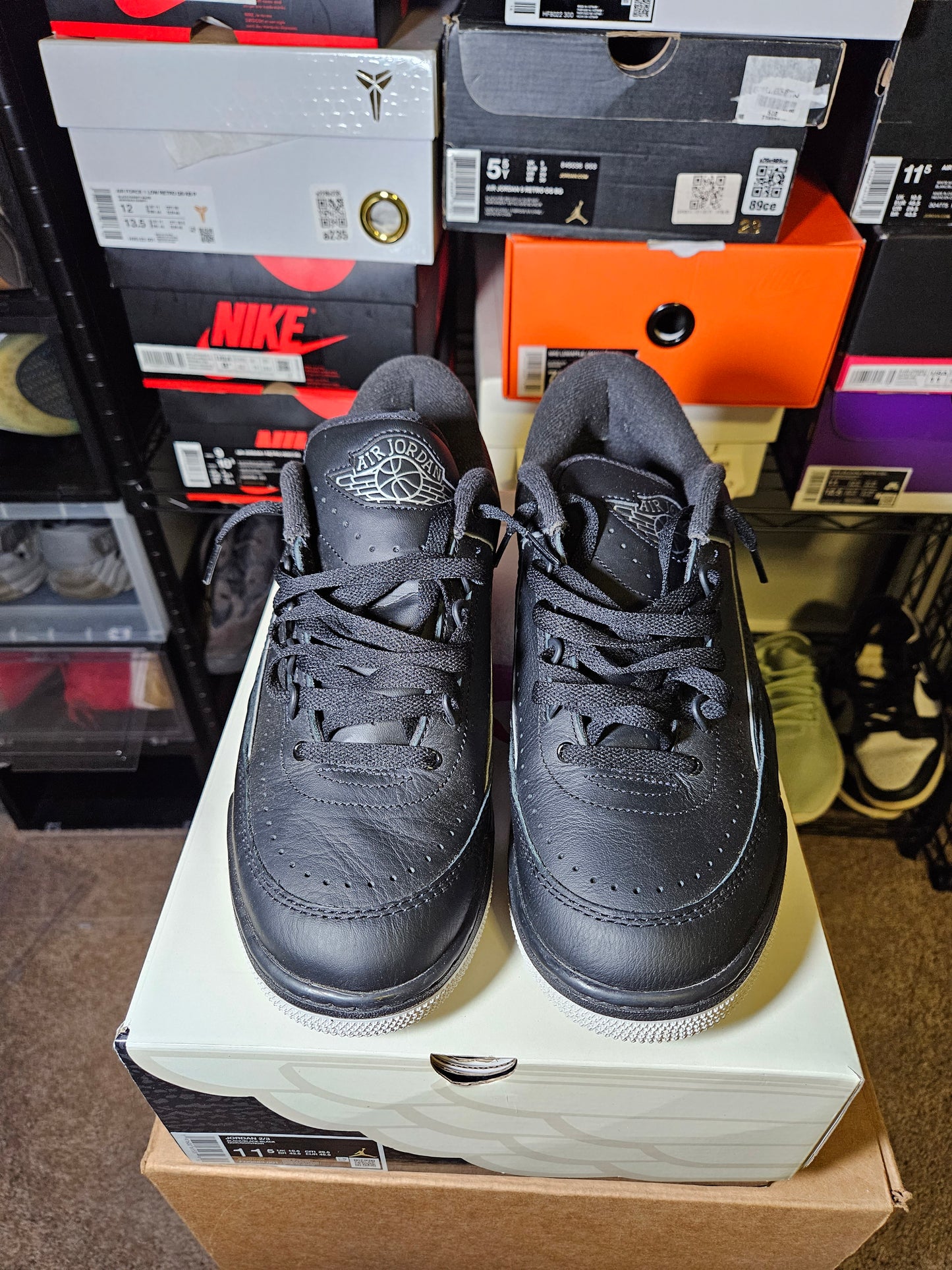 Size 11.5 - AJ 2 Low Black Metallic Silver