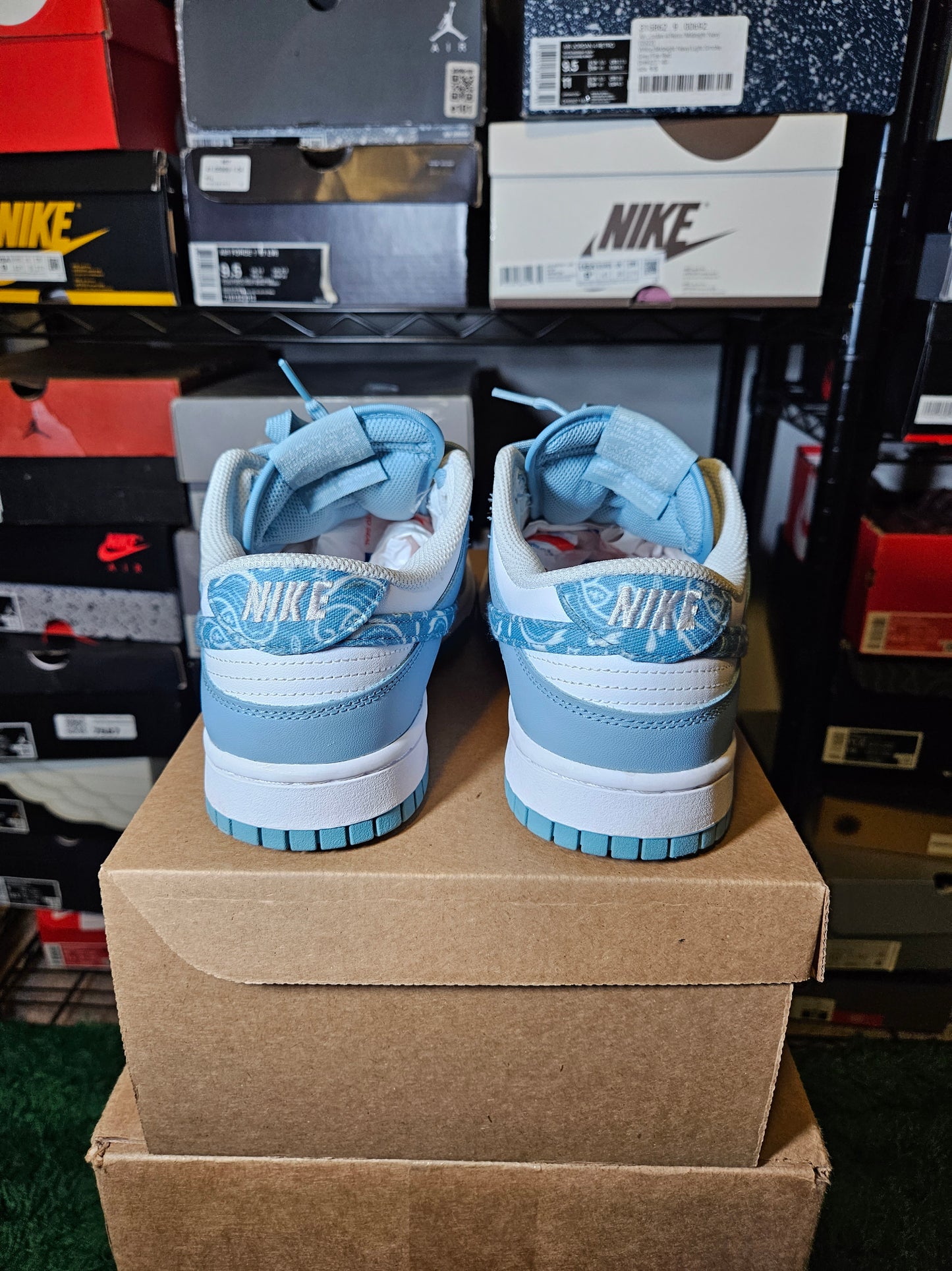 Size 10W/8.5M - Nike Dunk Low Blue Paisley