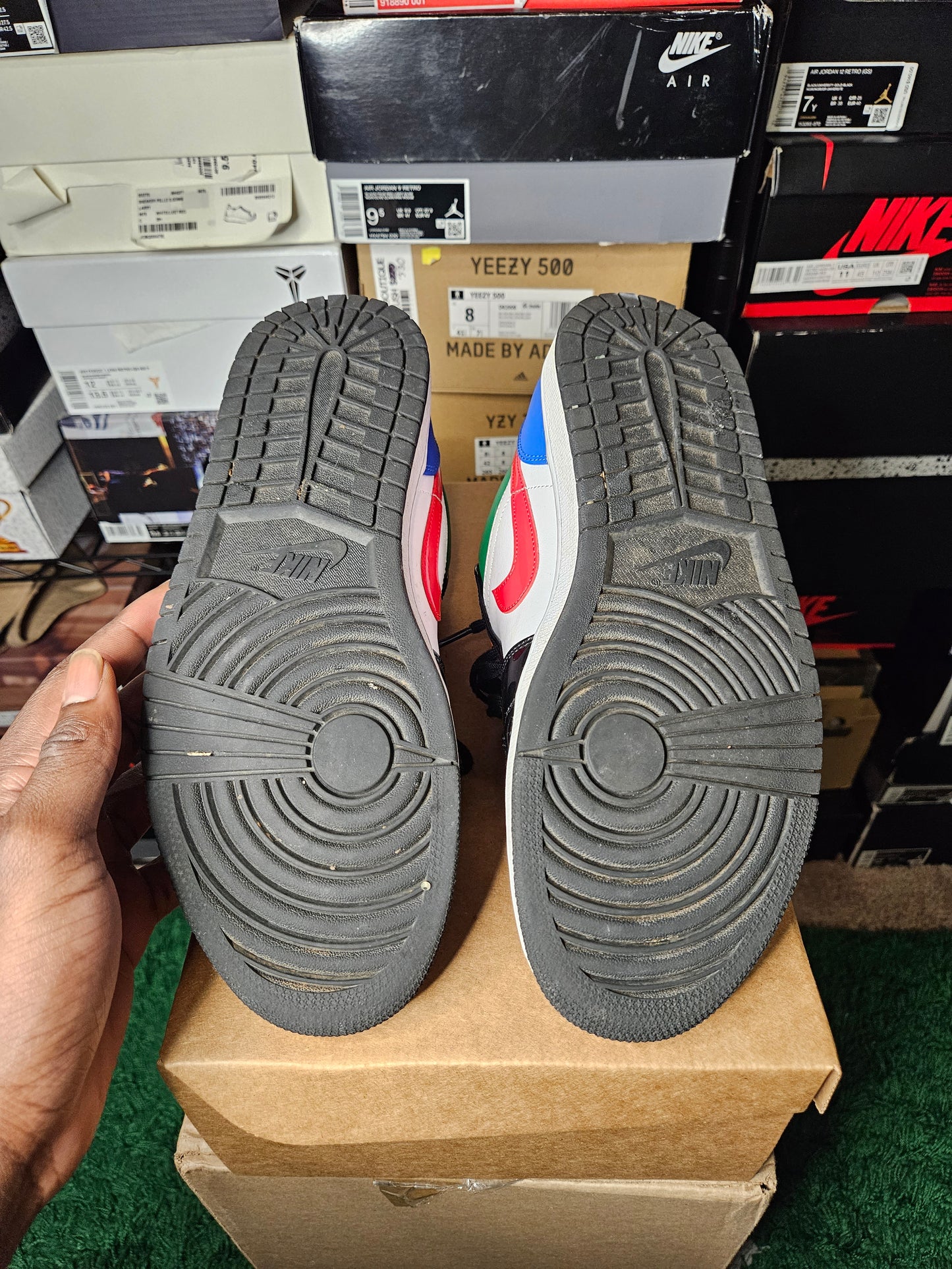 Size 12W/10.5M - AJ 1 Low Multi-Color