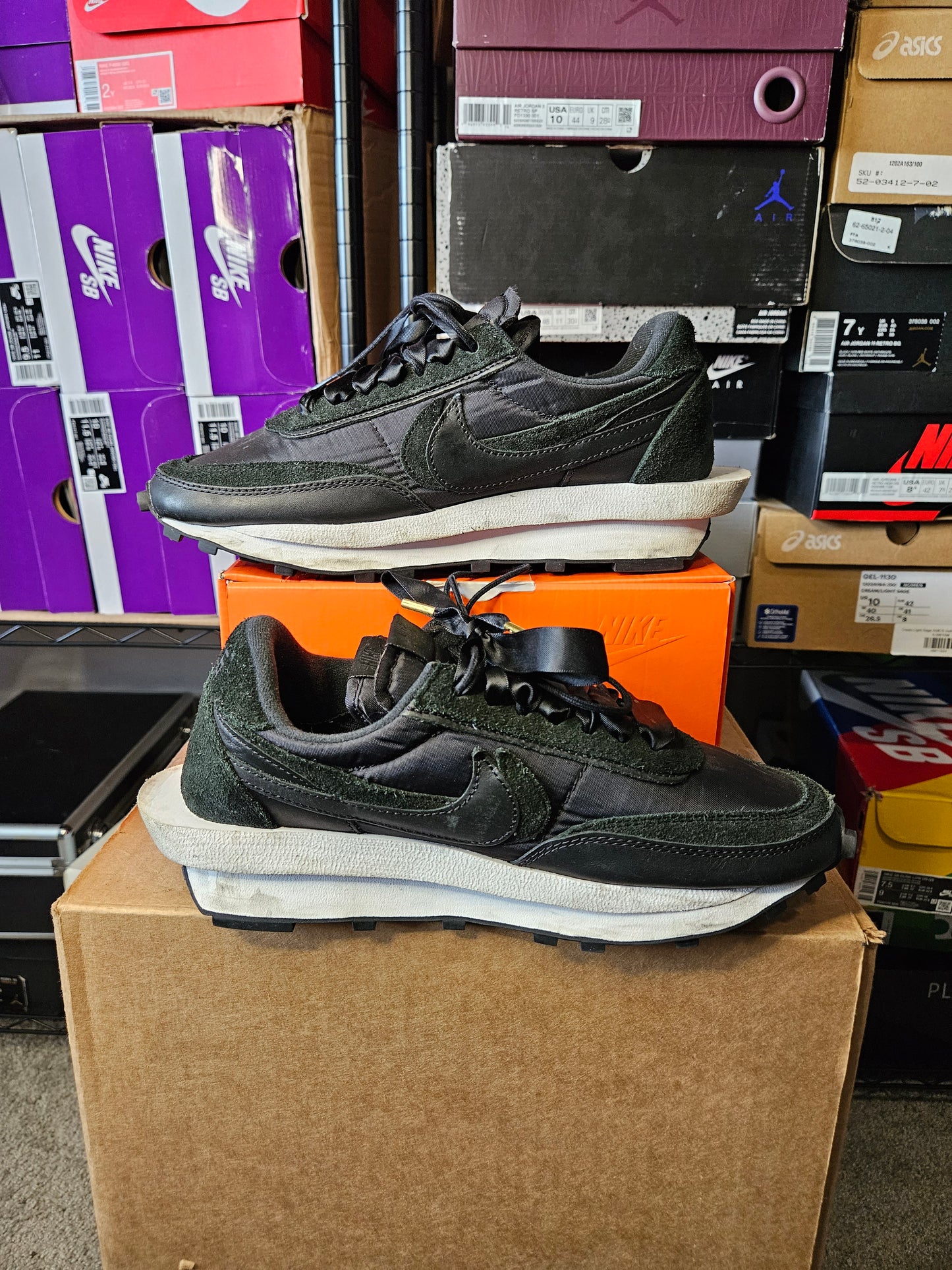 Size 7.5 - Sacai x LDWaffle Black Nylon