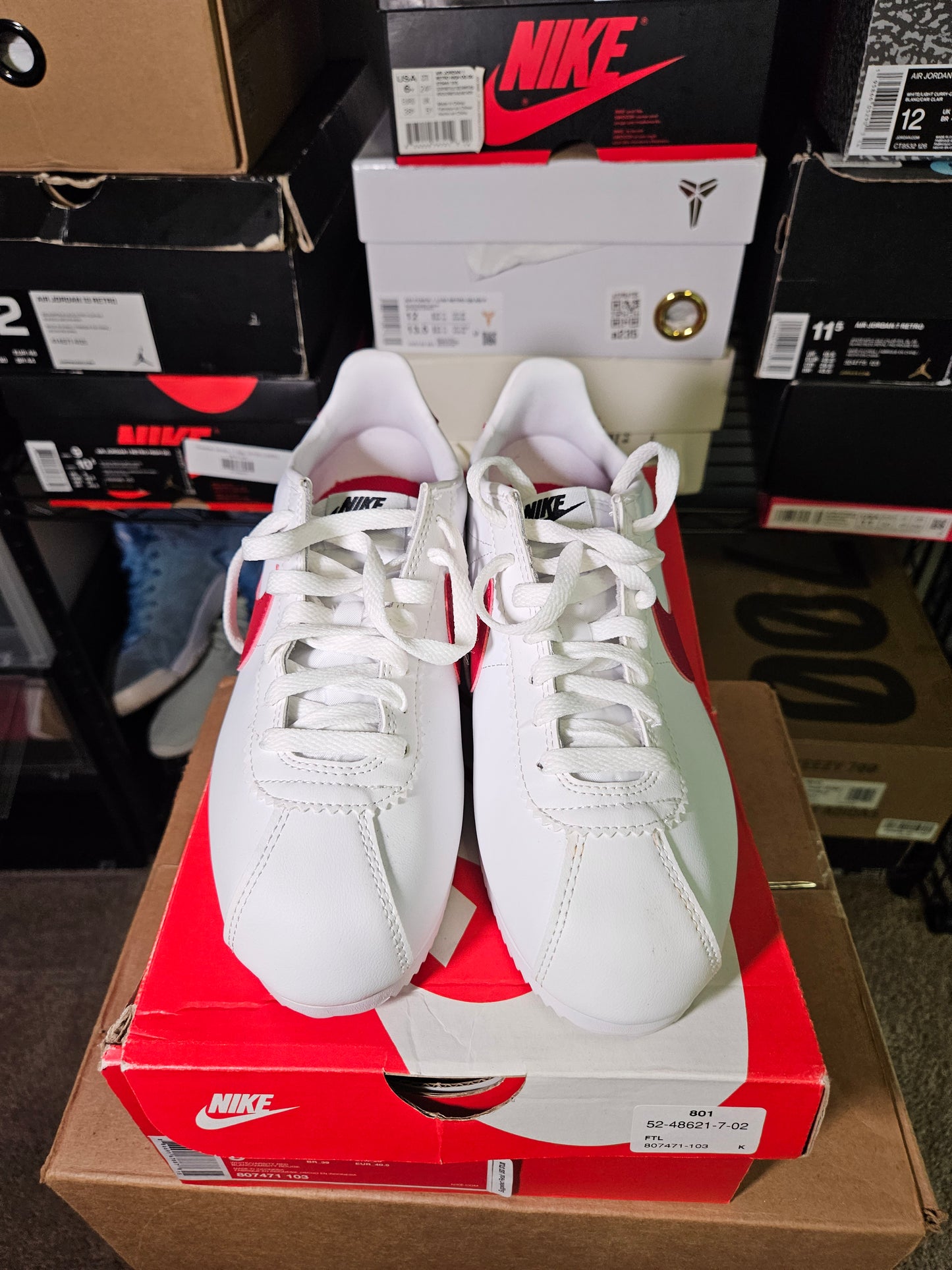 Size 9W/7.5M - Nike Classic Cortez Leather White Red