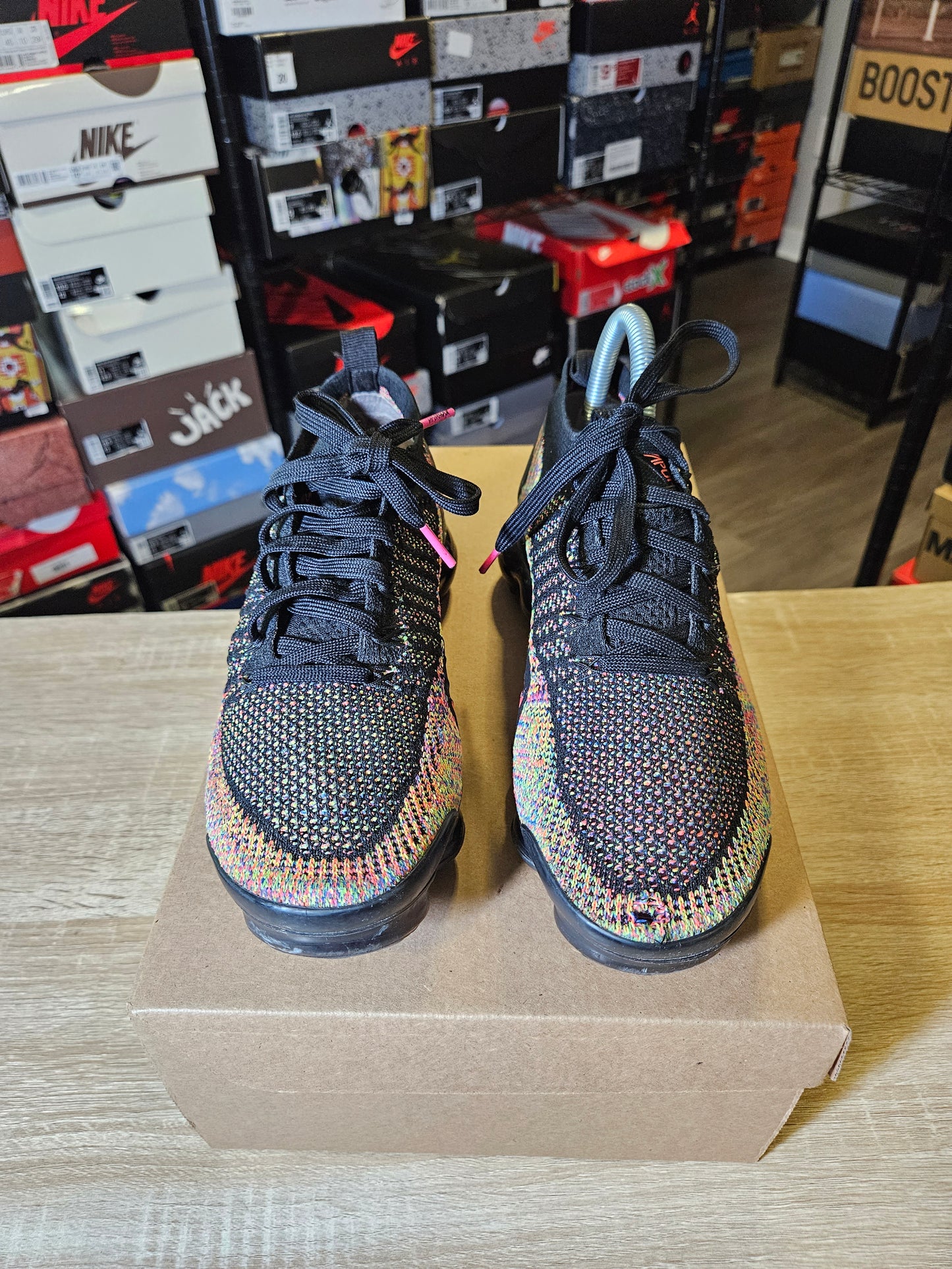 Size 7.5W/6M - Air VaporMax Flyknit 2 Black Multicolor