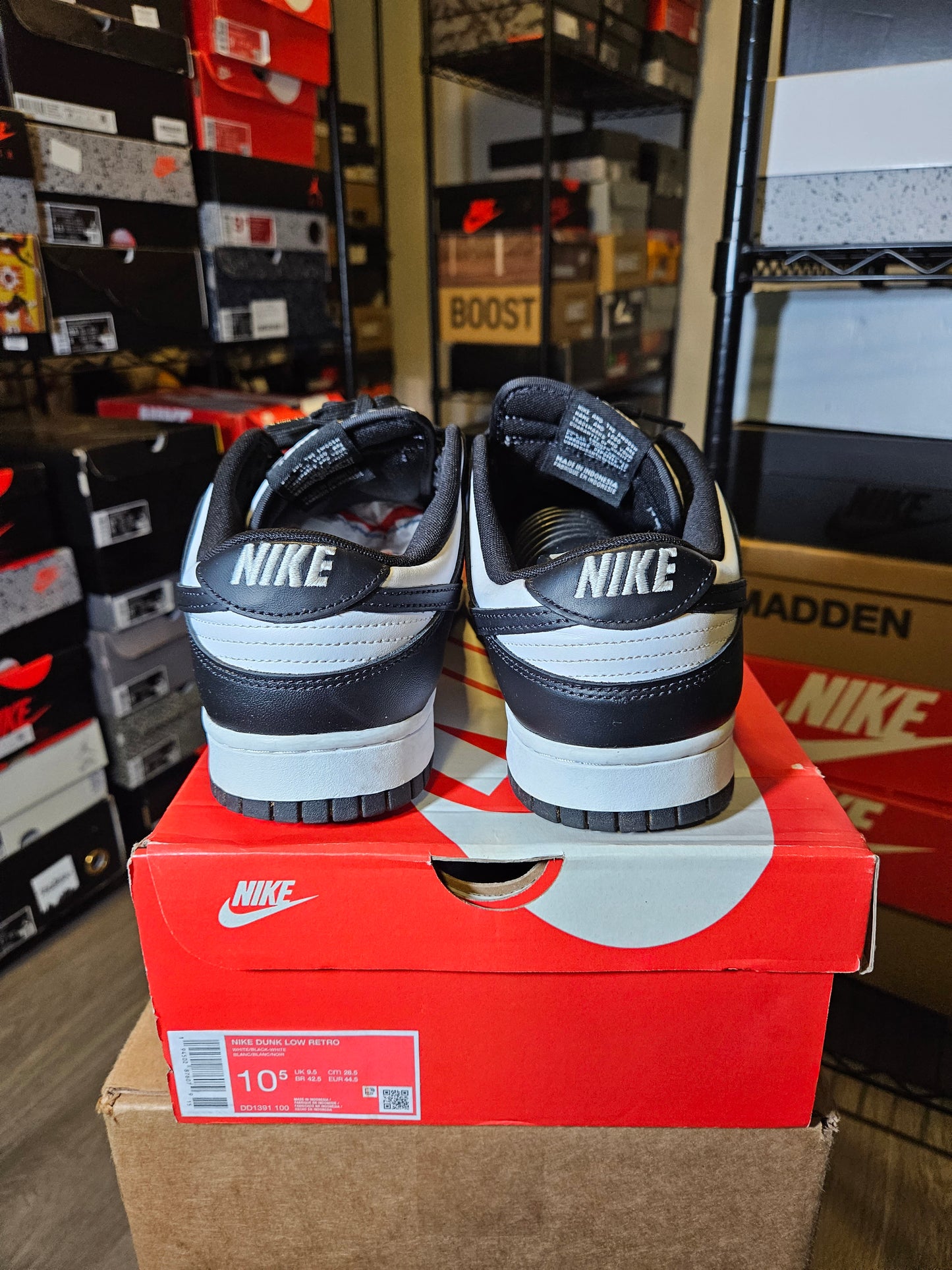 Size 10.5 - Dunk Low Black White