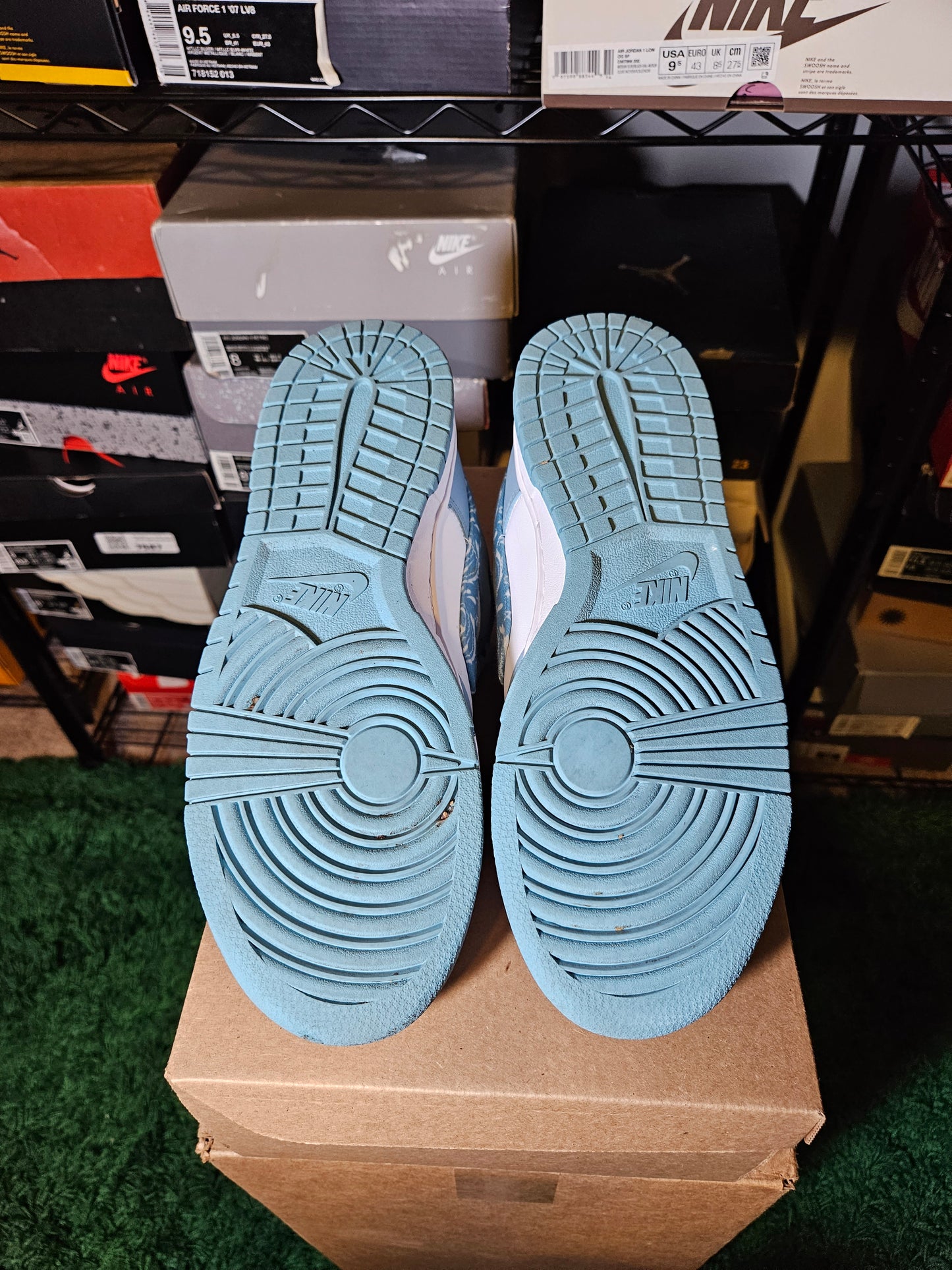 Size 10W/8.5M - Nike Dunk Low Blue Paisley