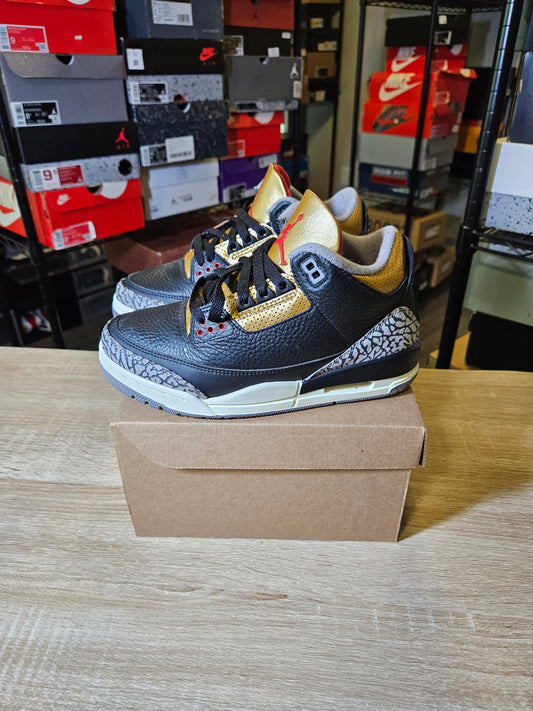 Size 6W/4.5M - Aj3 Retro Mid Black Gold