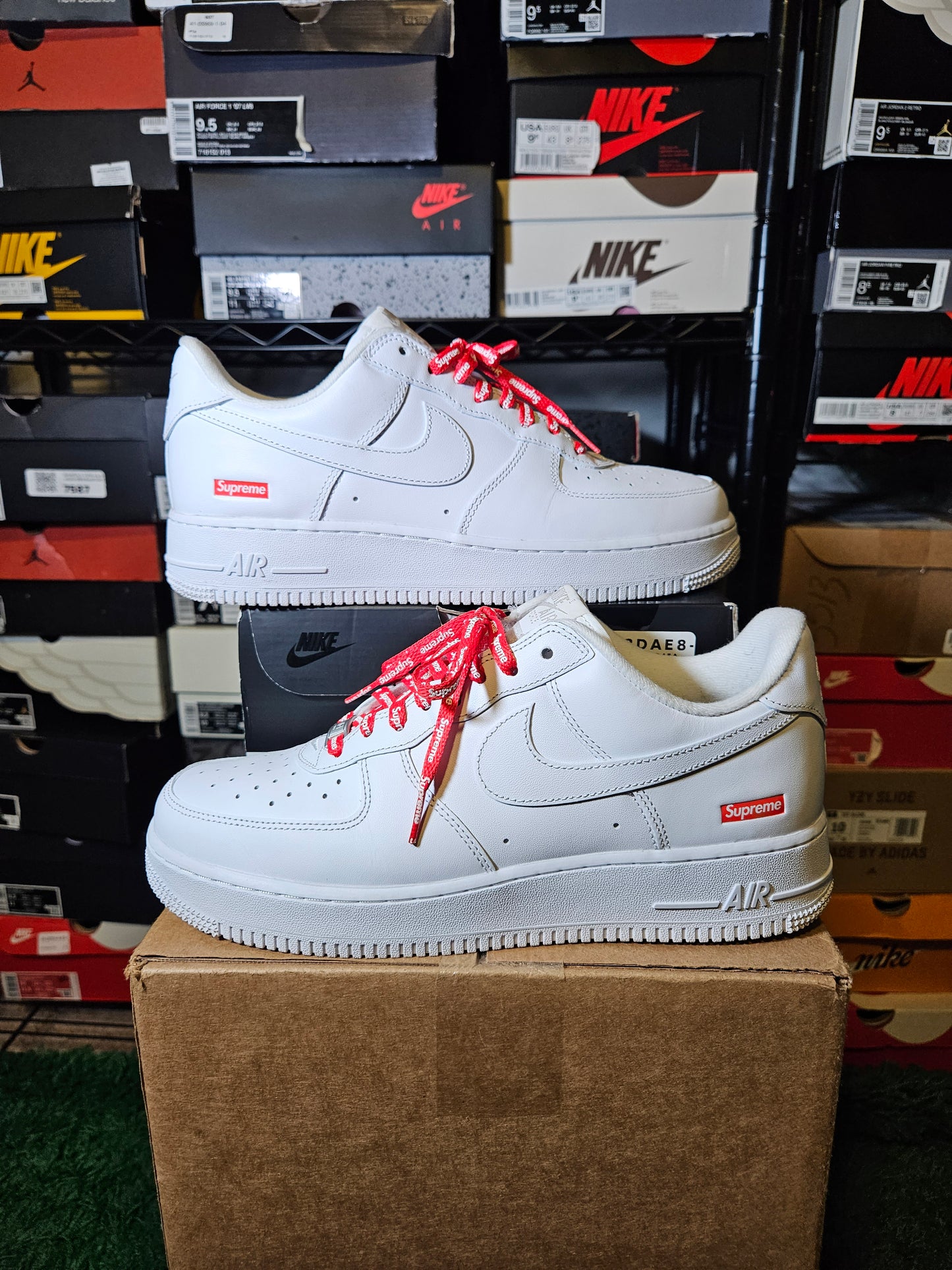 Size 9.5 - AF1 x Supreme Low Box Logo White