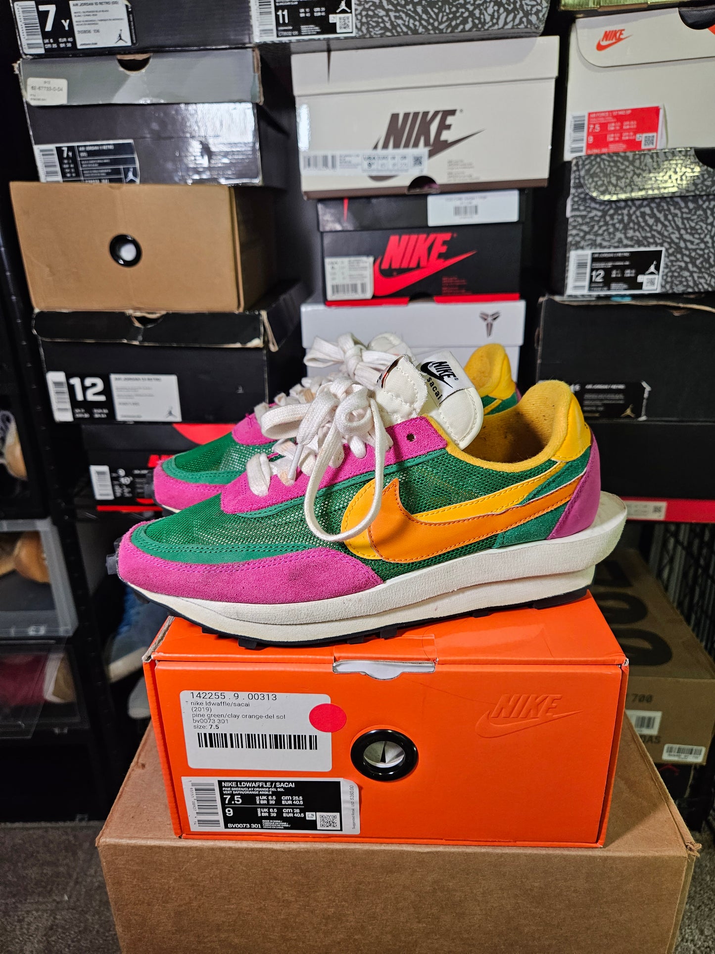 Size 7.5 - Sacai x LDWaffle Pine Green