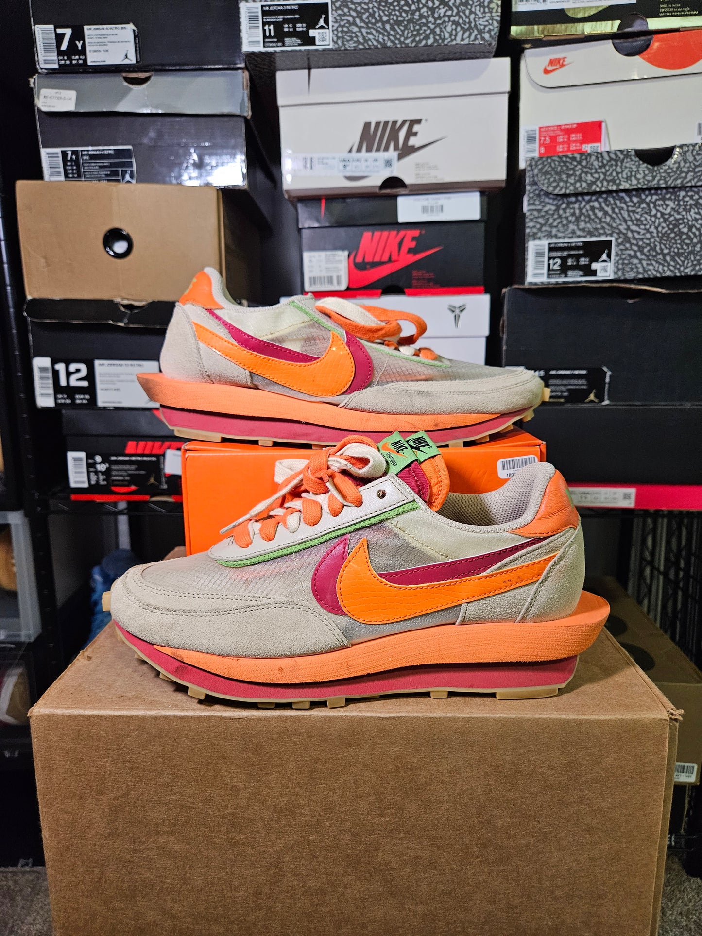 Size 8 - Sacai x Clot x LDWaffle Net Orange Blaze