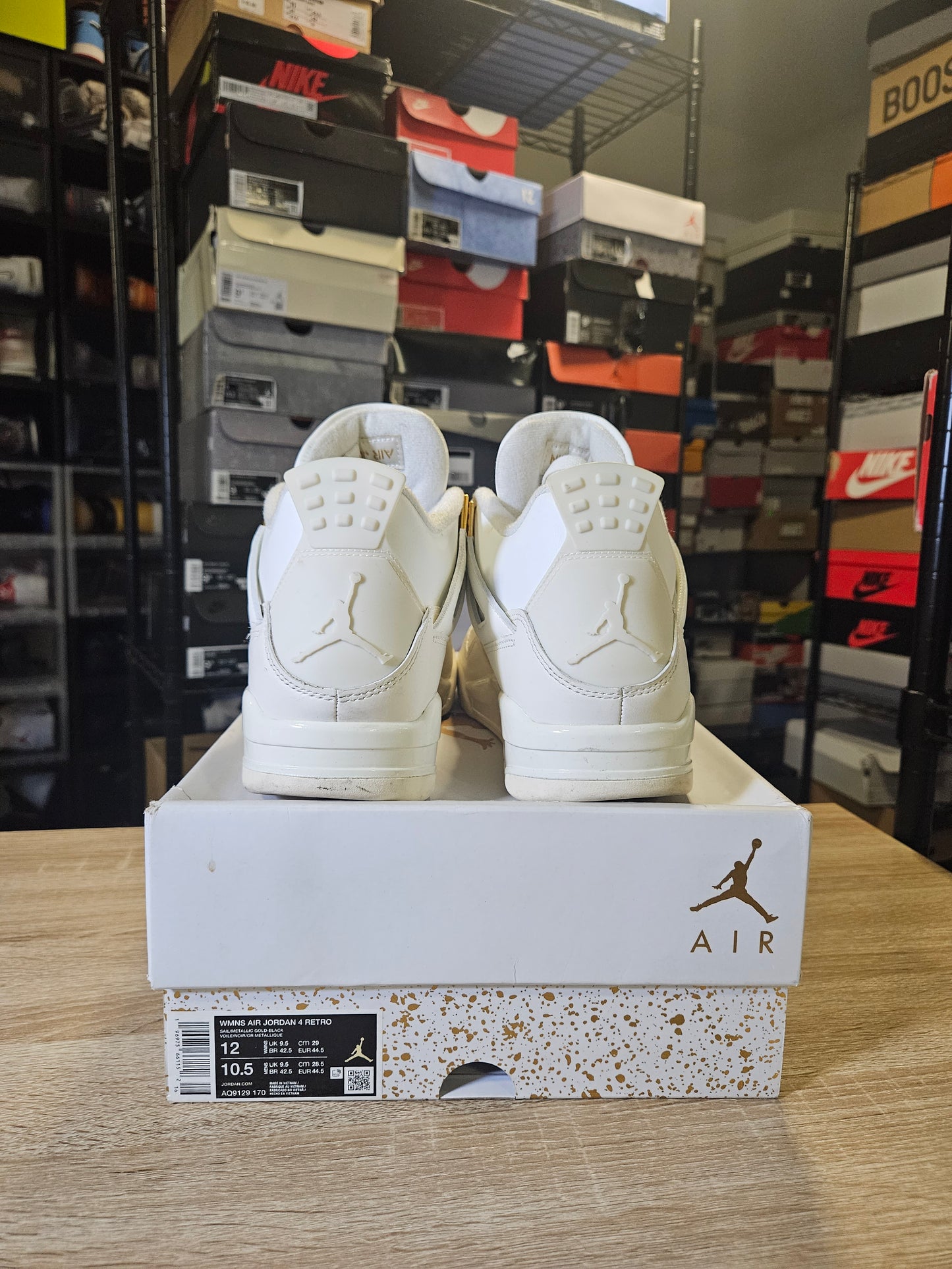 Size 12W - AJ 4 Retro Metallic Gold