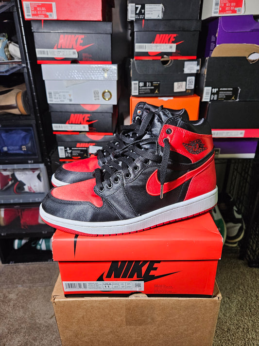 size 11W/9.5M - AJ 1 Satin Bred