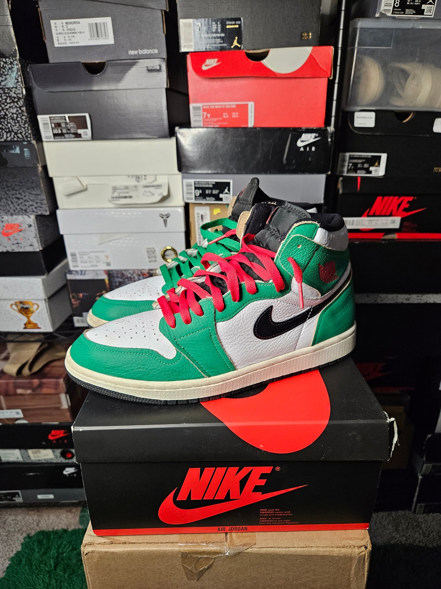Size 12W/10.5M - AJ 1 Retro OG High Lucky Green
