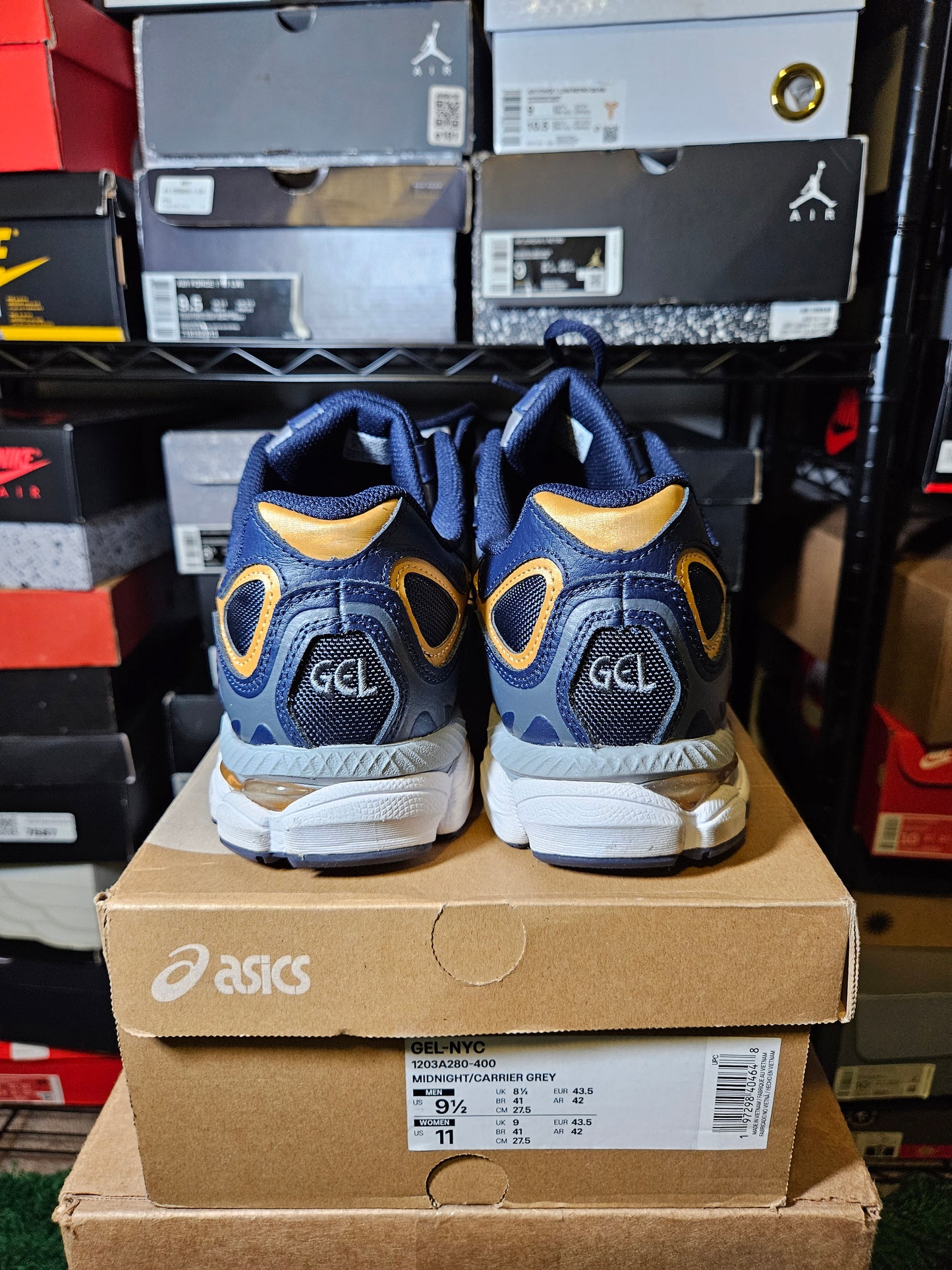 Size 9.5 - ASICS Gel NYC Midnight Gold