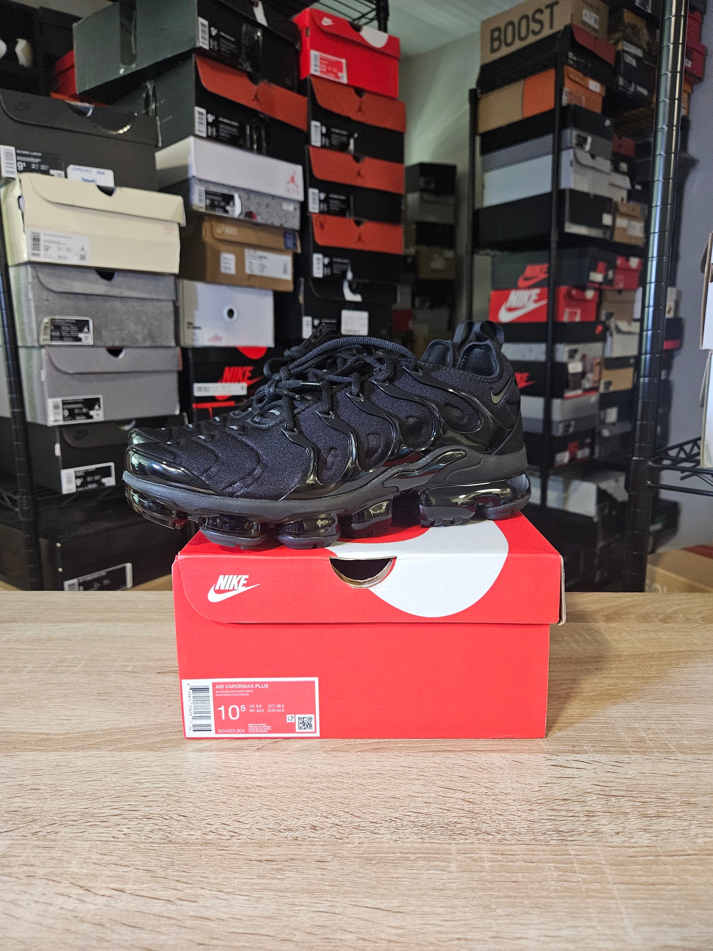 Size 10.5 - Air VaporMax Plus Low Triple Black