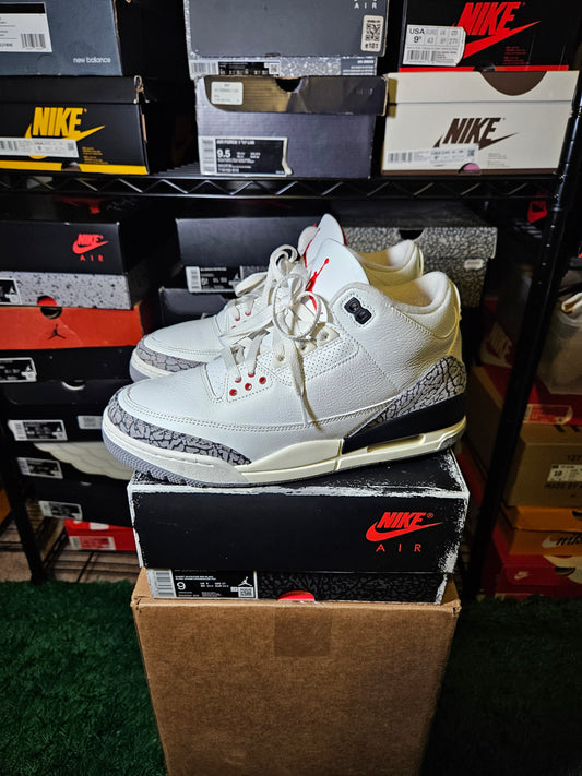 Size 9 - AJ 3 Retro Mid White Cement Reimagined