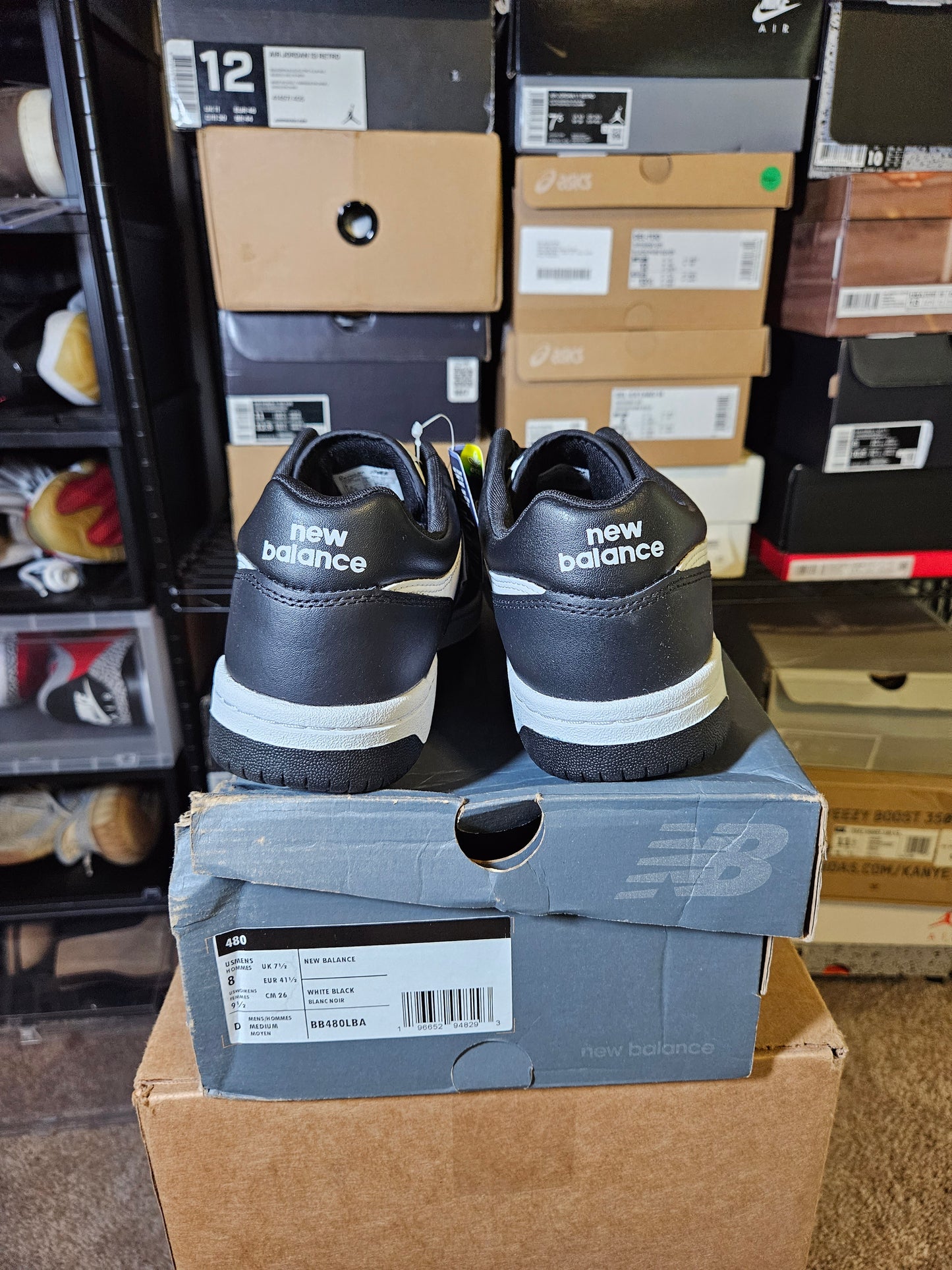 Size 8 - New Balance 480 White Black