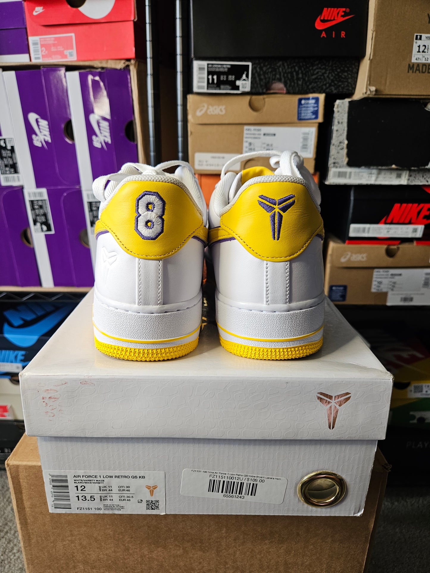 Size 12 - Kobe Bryant x Air Force 1 Retro QS Low Lakers Home
