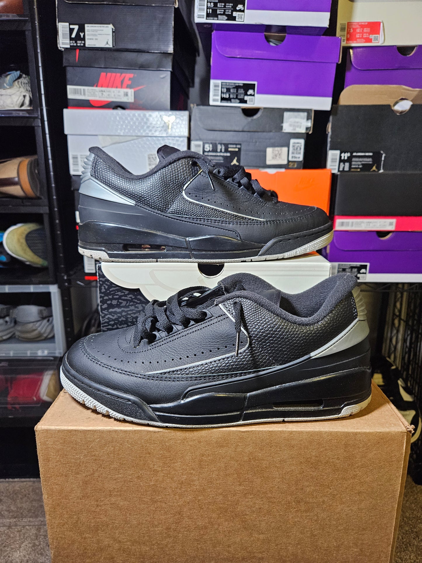 Size 11.5 - AJ 2 Low Black Metallic Silver