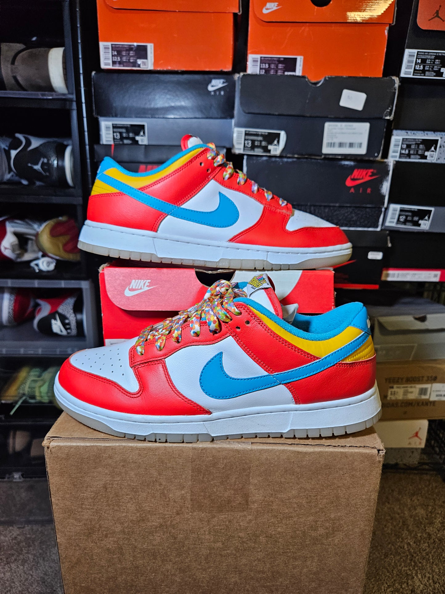 Size 9.5 - Dunk Low x LeBron James x Fruity Pebbles Red