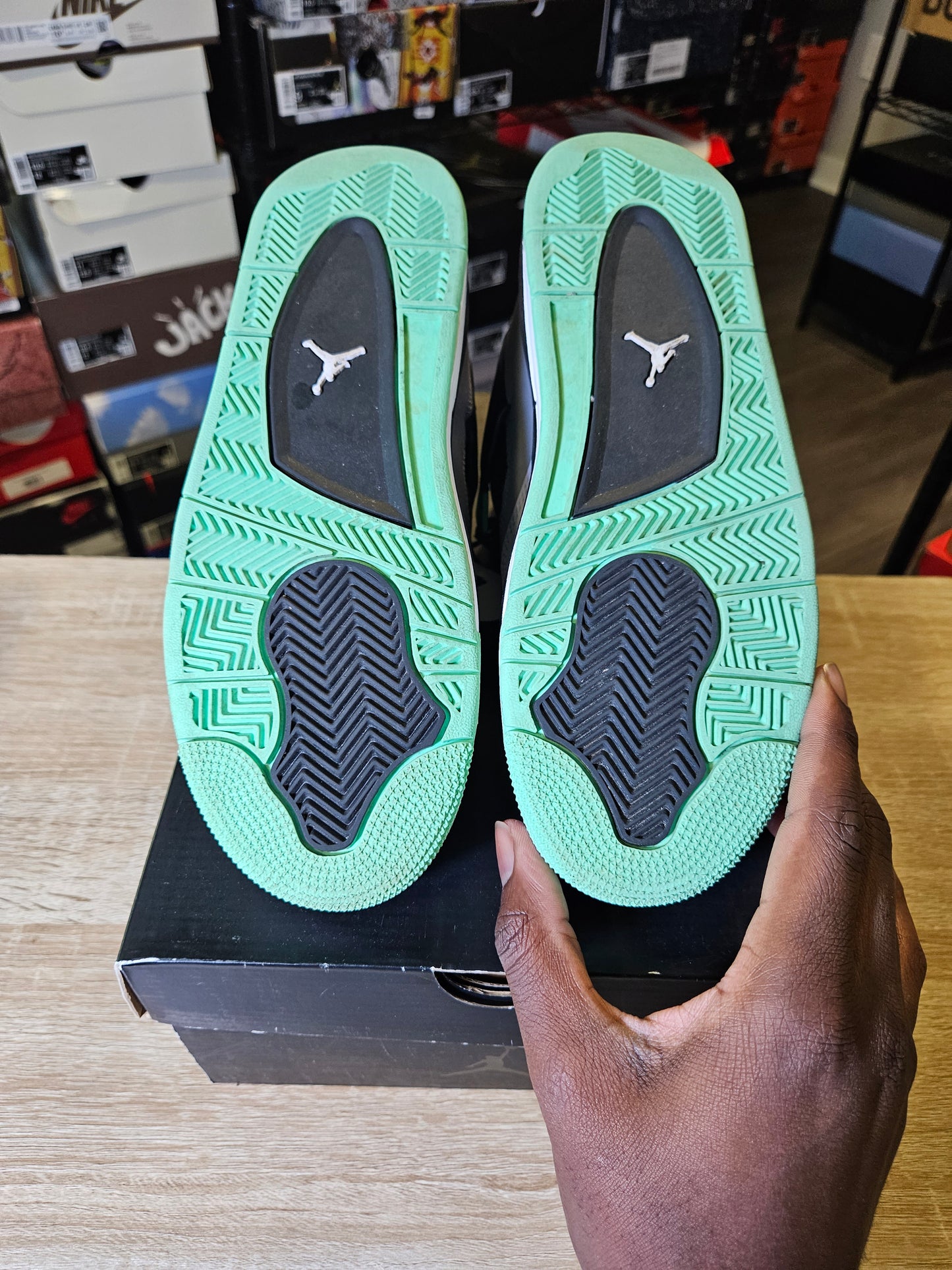 Size 7 (GS) - AJ 4 Retro Low Green Glow