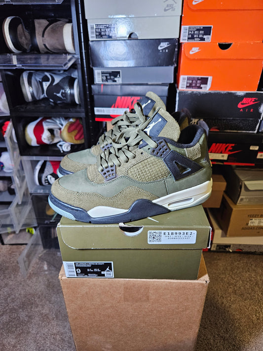 Size 9.5 - AJ 4 SE Retro Low Craft - Olive