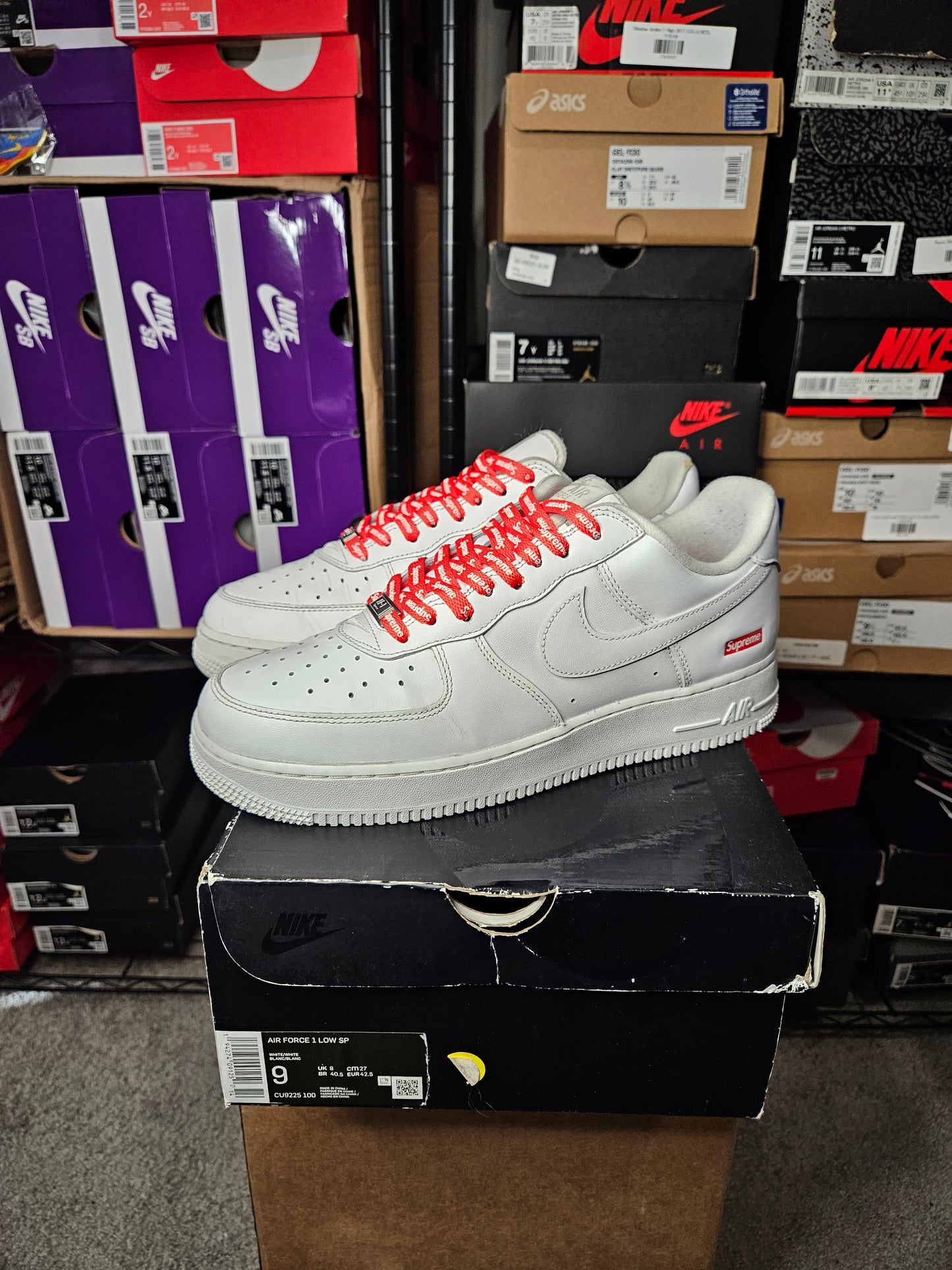 Size 9 - Air Force 1 x Supreme Low Box Logo - White