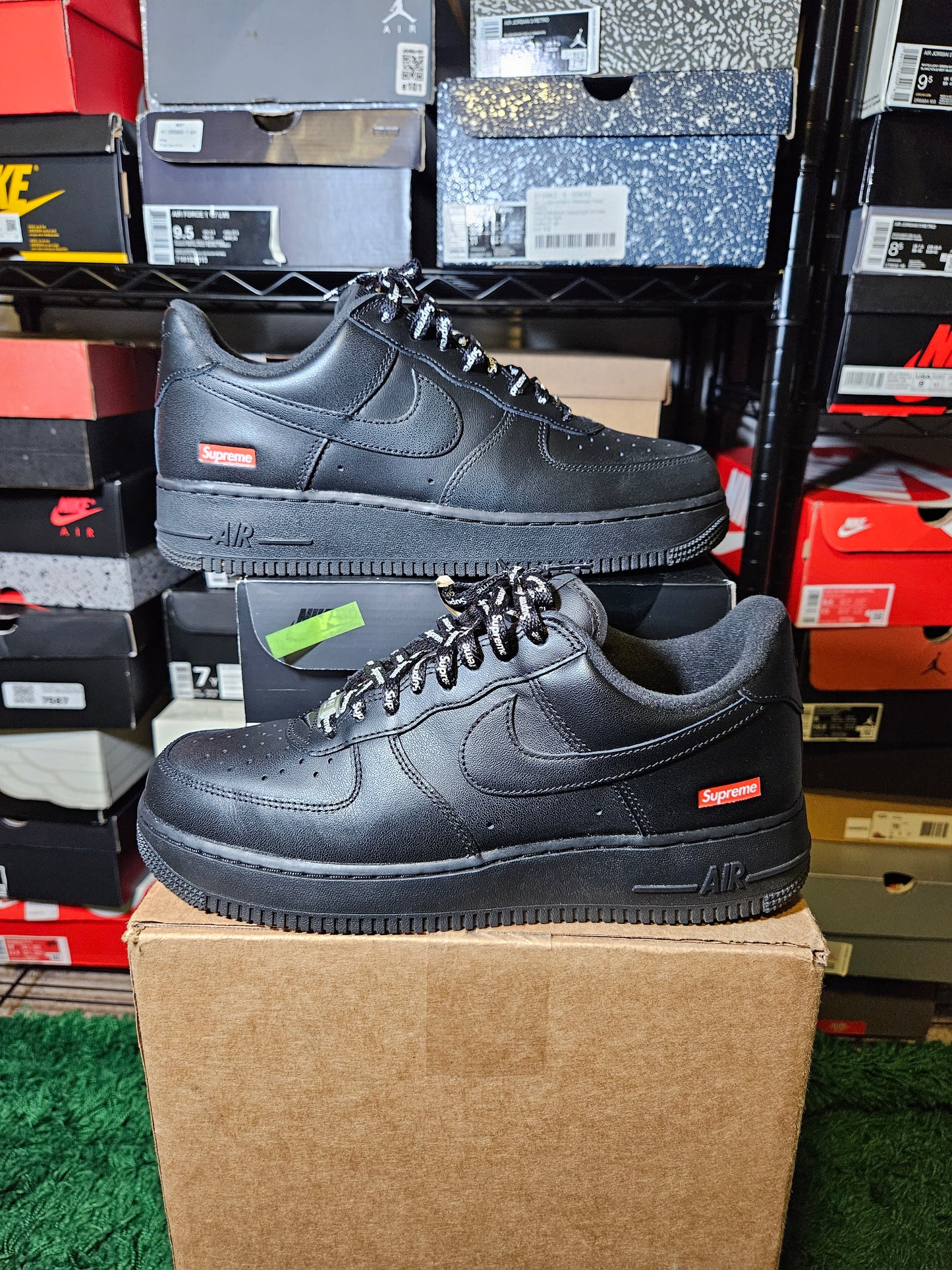 Size 9 - Nike Air Force 1 Low x Supreme Box Logo - Black